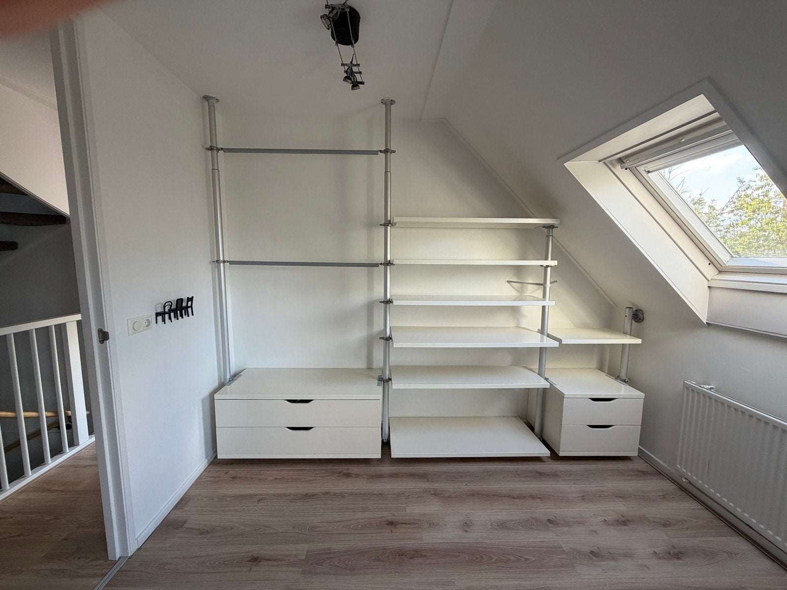 Witte kledingkast met lades en planken, Ophalen, 200 cm of meer, 150 tot 200 cm, Zo goed als nieuw