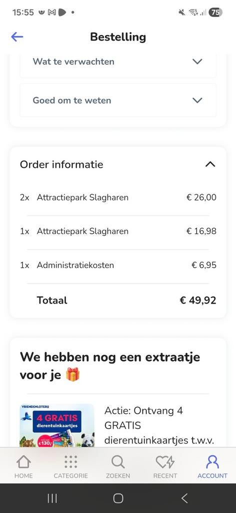 Te koop; 3 tickets voor attractiepark Slagharen, Tickets en Kaartjes, Twee personen, Overige soorten