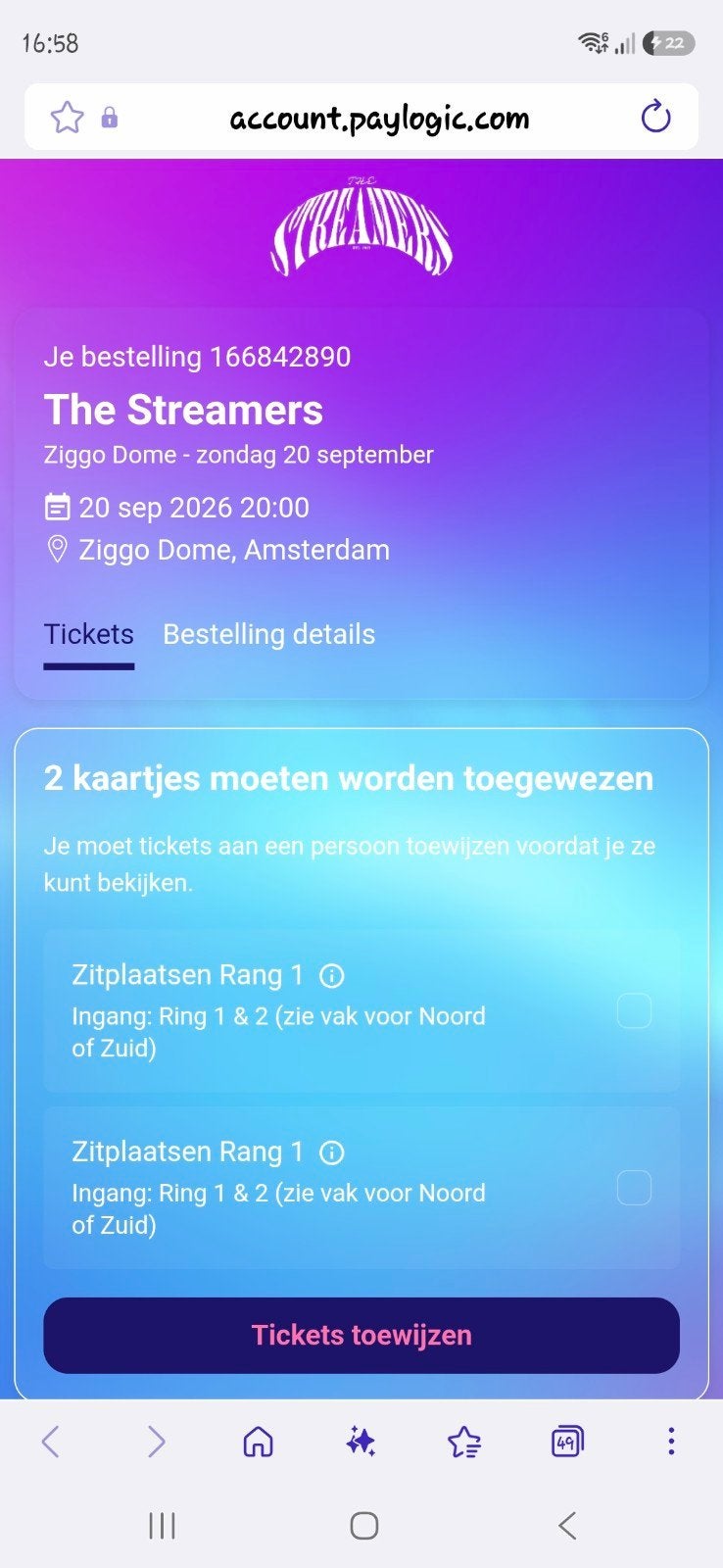 2 kaartjes voor the streamers op zondag 20 september, Twee personen, September