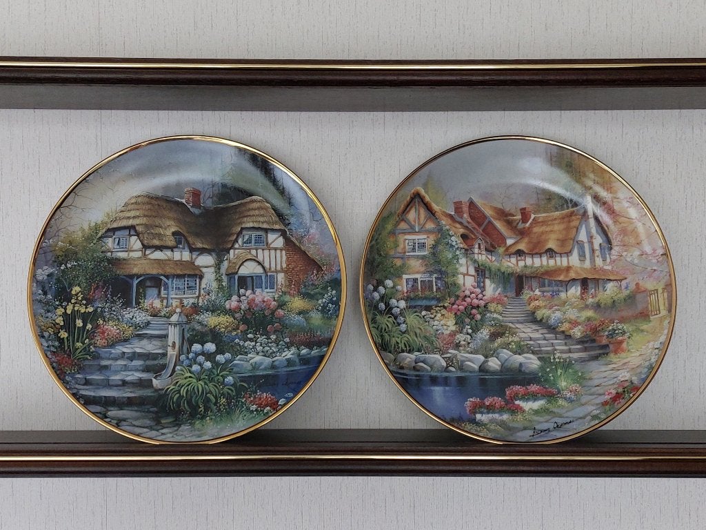 2x Franklin Mint COTTAGE bord van Andres Orpinas € 19 samen, Ophalen of Verzenden