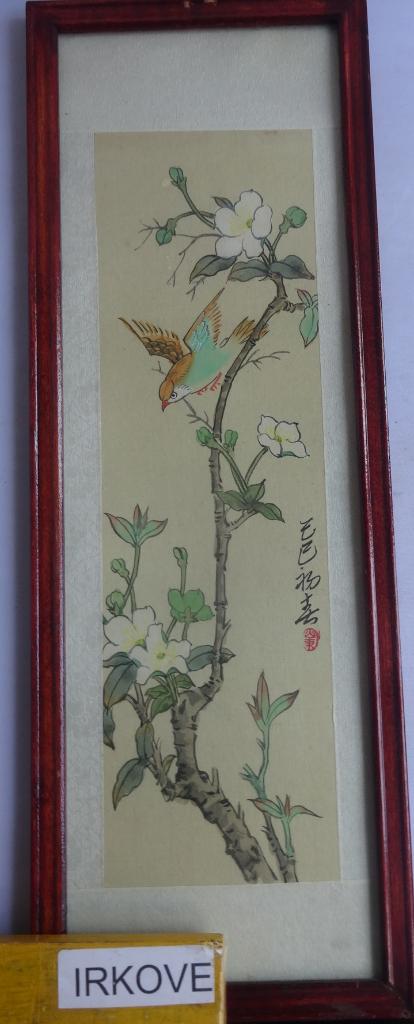 CHINEES VOGEL OP JASMIJN TAK * In Lijst *, Antiek en Kunst, Ophalen of Verzenden