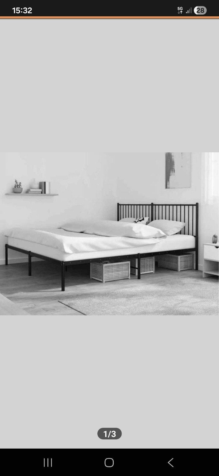 NIEUW Tweepersoonsbed 180x200 cm, Ophalen, Zwart, 200 cm, Metaal