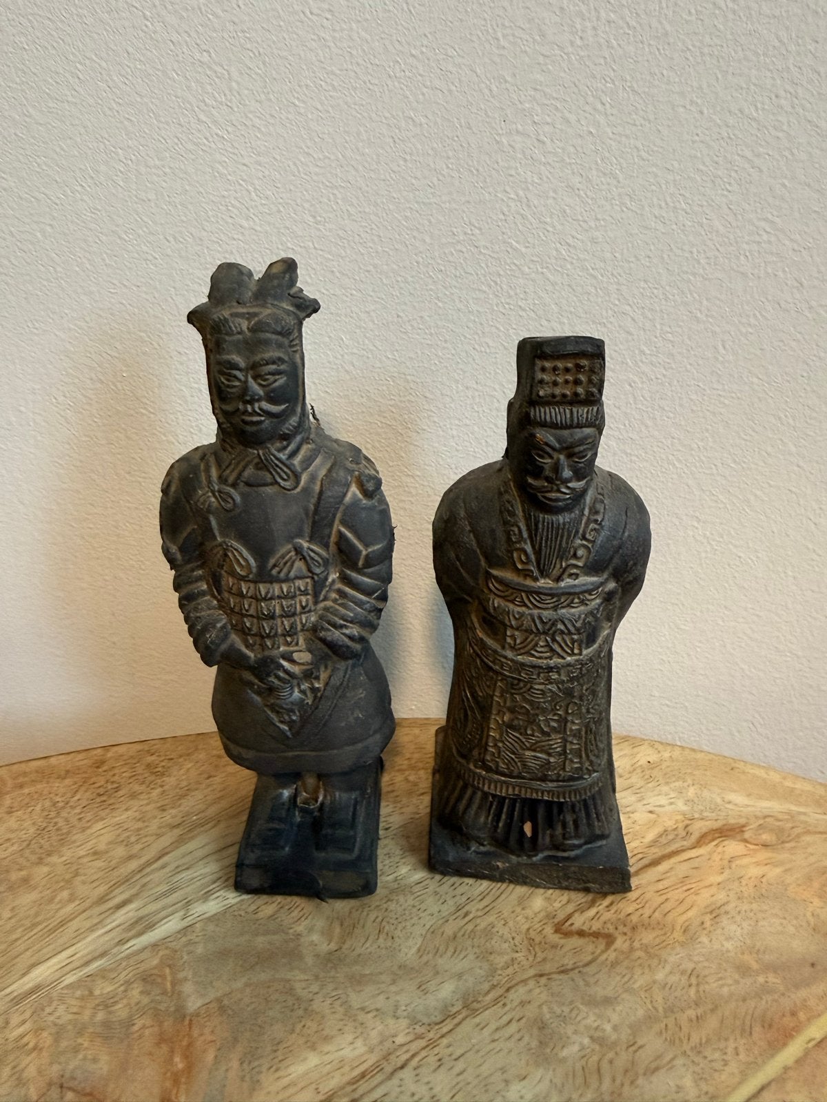 Set van 2 Terracotta Krijger Beelden - Aziatische Decoratie, Ophalen of Verzenden, Handgemaakt, Steen of Keramiek, Beeld