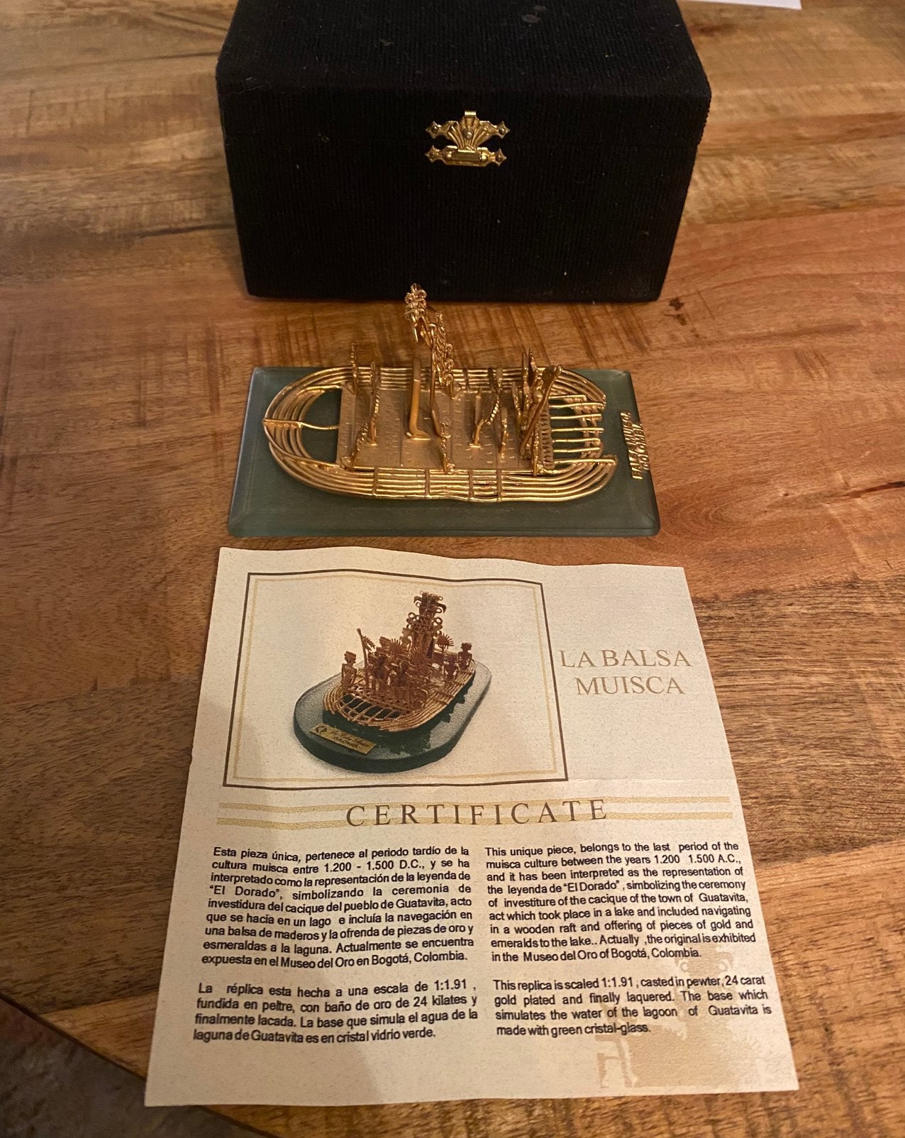 Balsa Muisca replica 24K goud uit Colombia, Ophalen of Verzenden, Zo goed als nieuw