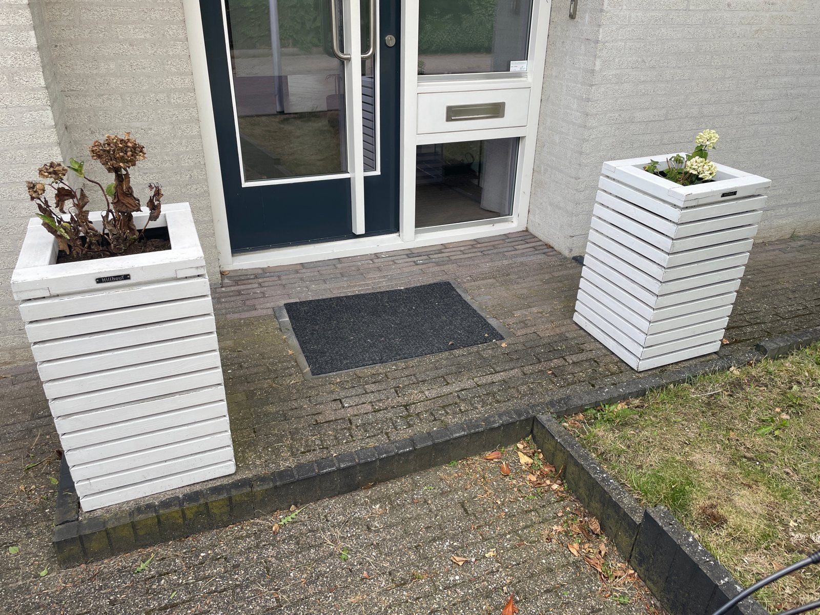 Set van 2 Hillhout houten plantenbakken, wit, Ophalen, Gebruikt, Minder dan 60 cm, Vierkant