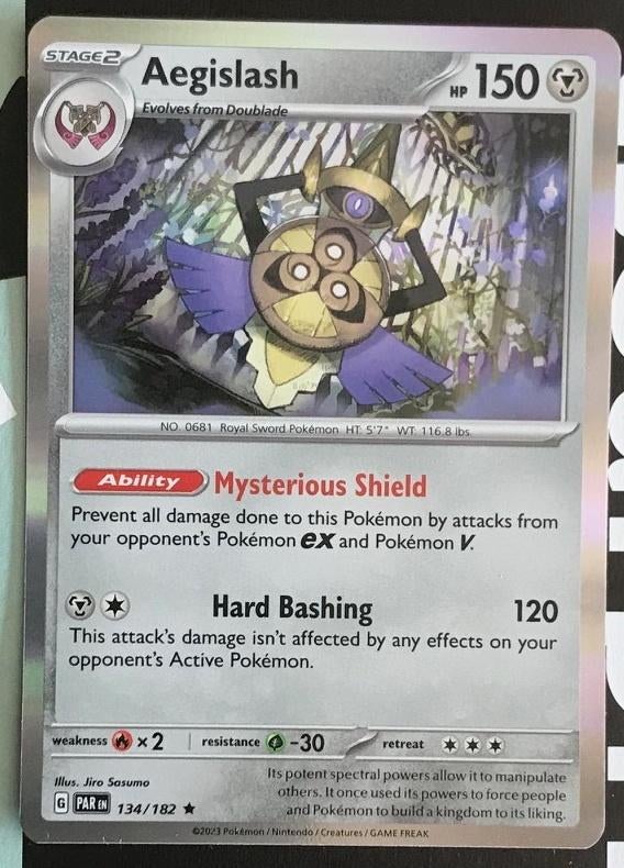Pokemon - Aegislash (PAR 134) - Holo rare.., Ophalen of Verzenden, Nieuw, Losse kaart, Foil