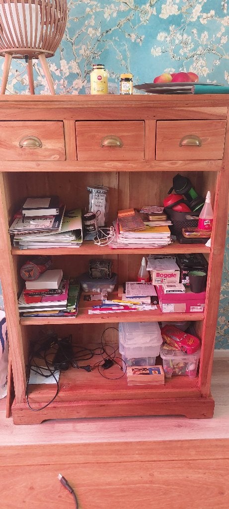 Meidenkast/ boeken kast teakhout, Ophalen, Met plank(en), 100 tot 150 cm, Teakhout