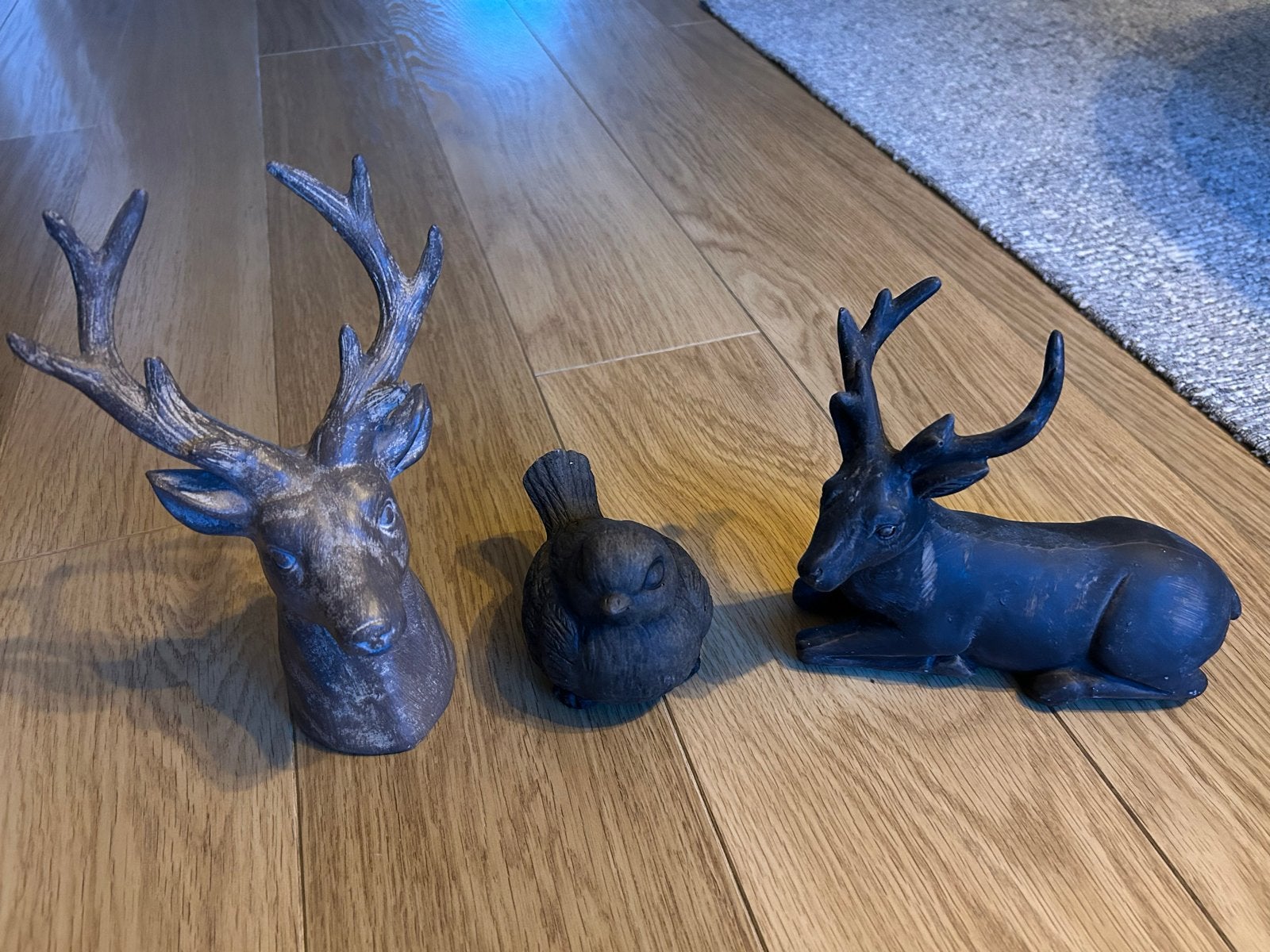 Decoratieve herten en vogel beeldjes, Ophalen, Vintage, Metaal, Gebruikt