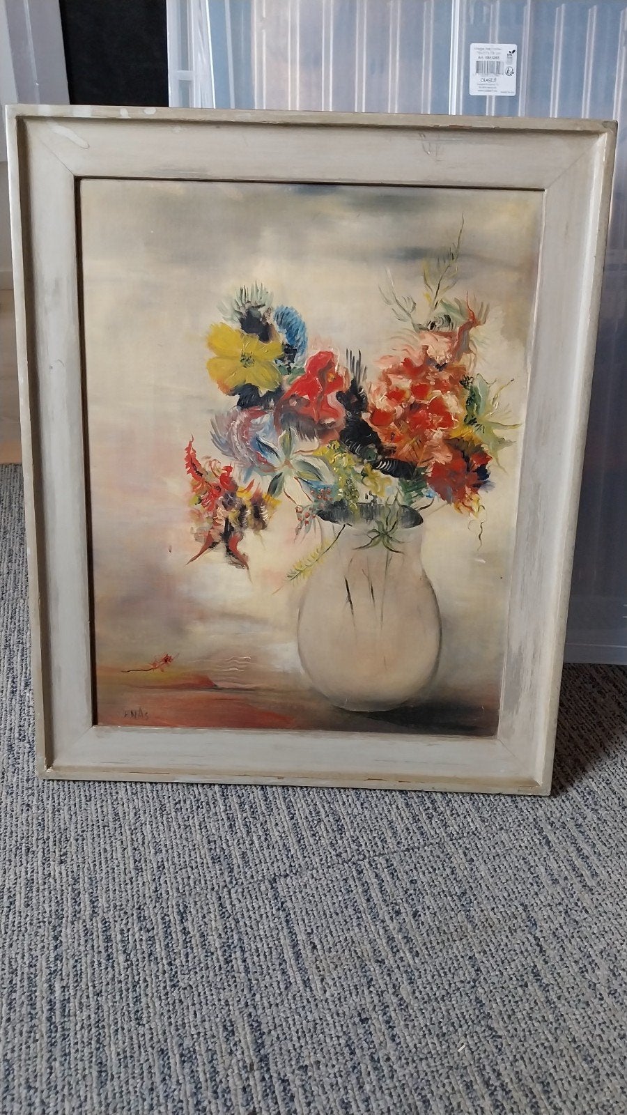 mooi olieverf schilderij, vaas met bloemen, Olieverf, Gesigneerd, Ophalen, Bloemen