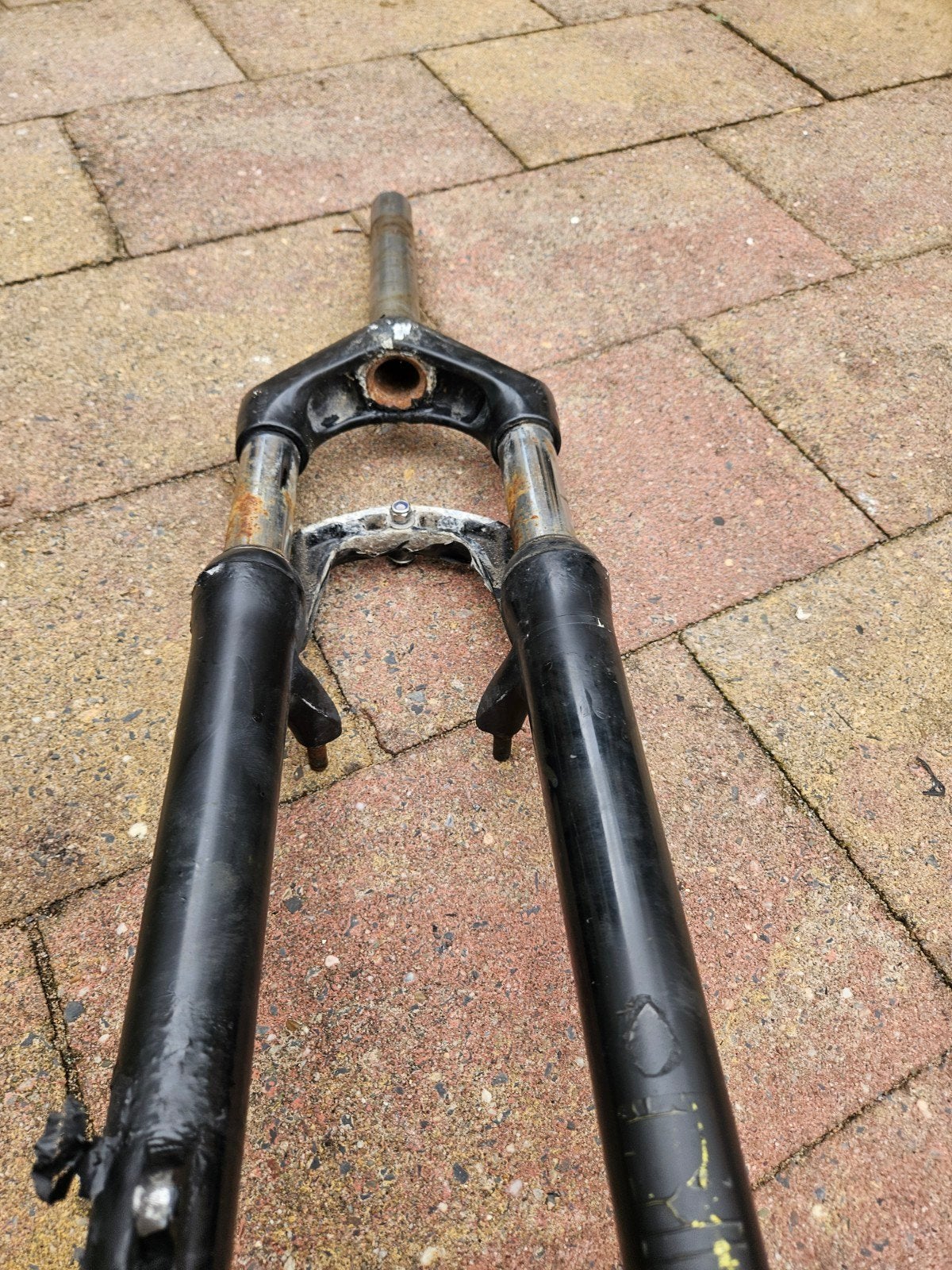 Gebruikte voorvork voor fiets - Zwart, met slijtage, Fietsen en Brommers, Fietsonderdelen, Gebruikt, Staal, Ophalen of Verzenden