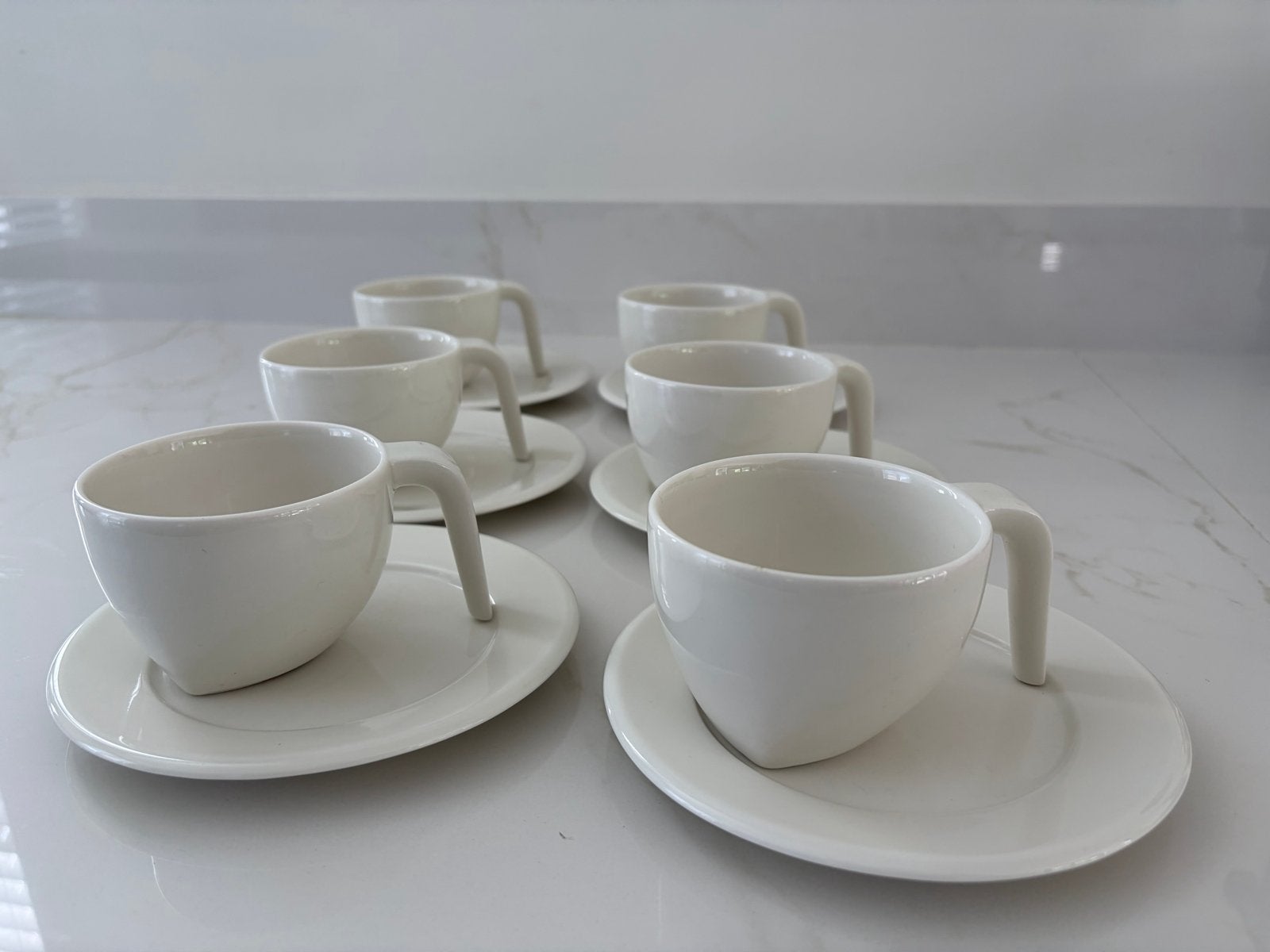 Set van 6 Iittala Ego koffiekopjes met schotels - Stefan Lin, Gebruikt, Overige merken, Keramiek, Vintage