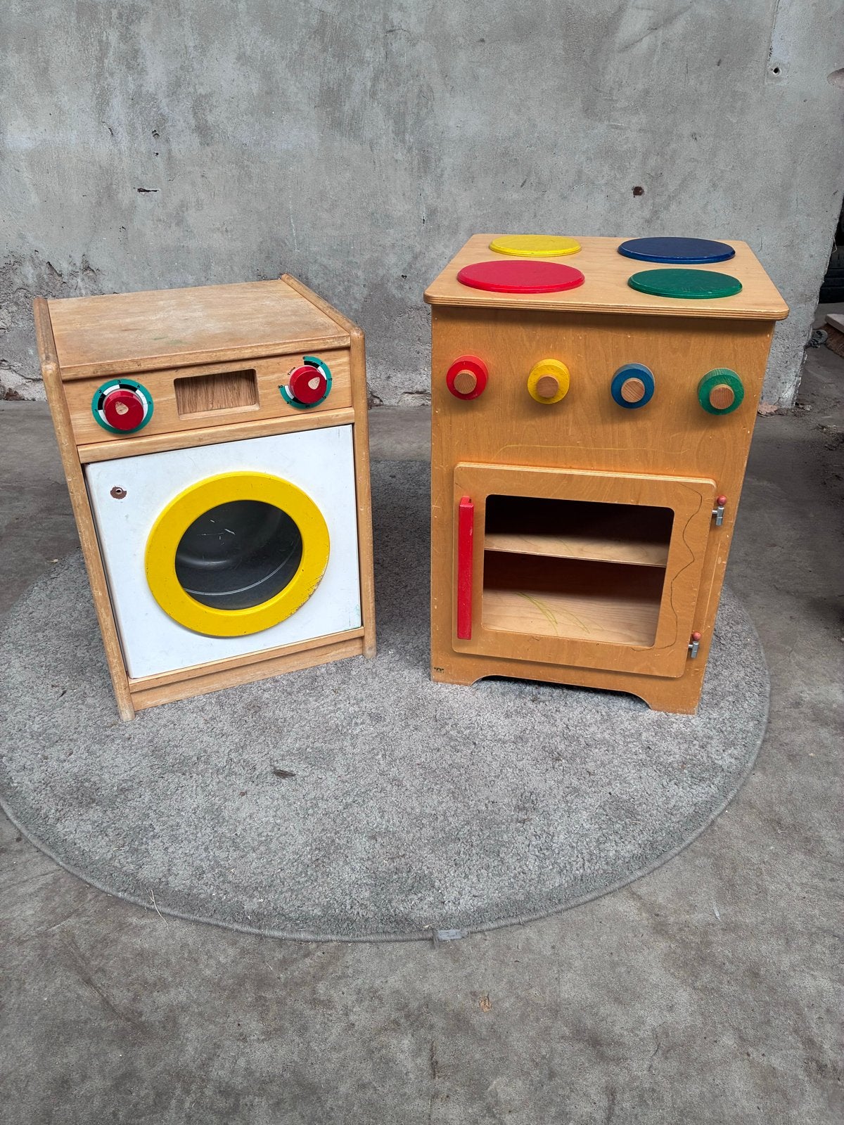 Houten speelgoed wasmachine en oven, Ophalen, Gebruikt, Meubelstuk of Keukentje