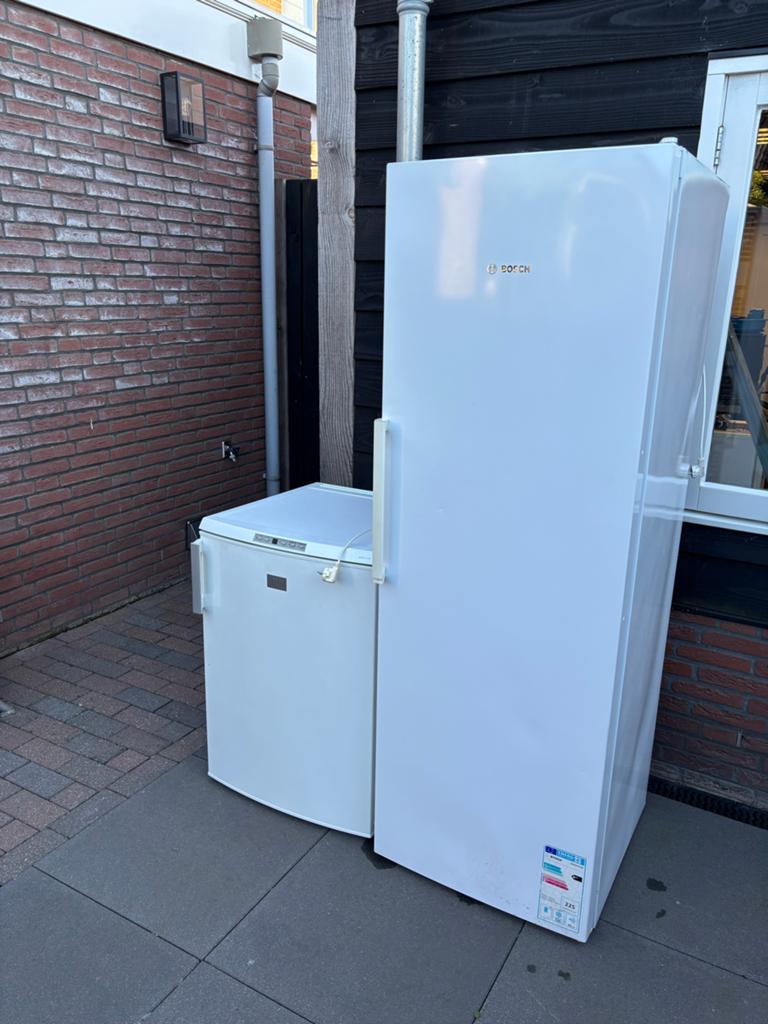 Twee no-frost diepvriezen met defect AEG / Bosch, Gebruikt, Minder dan 60 cm, 160 cm of meer, Energieklasse A of zuiniger