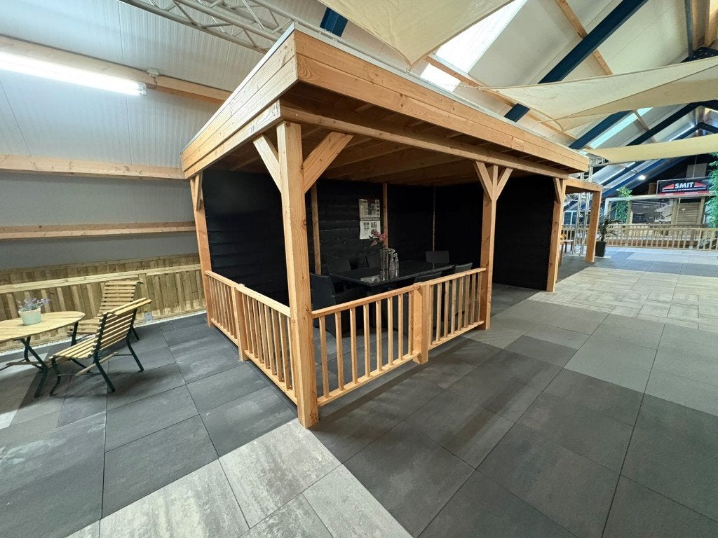 Douglas overkapping met plat dak 595x338,5x260 cm, Ophalen, Nieuw, Tuinpaviljoen