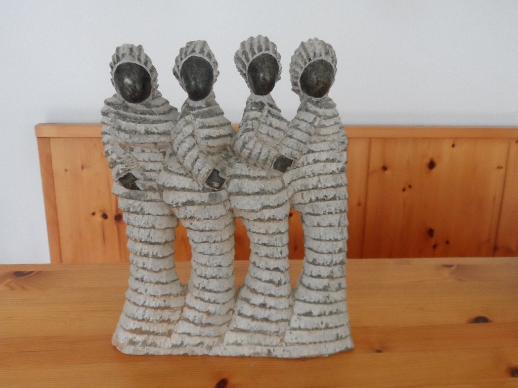 Mooi zwaar beeld - 4 vrouwen, Ophalen, Groep mensen, 20 - 50 cm, Steen of Keramiek