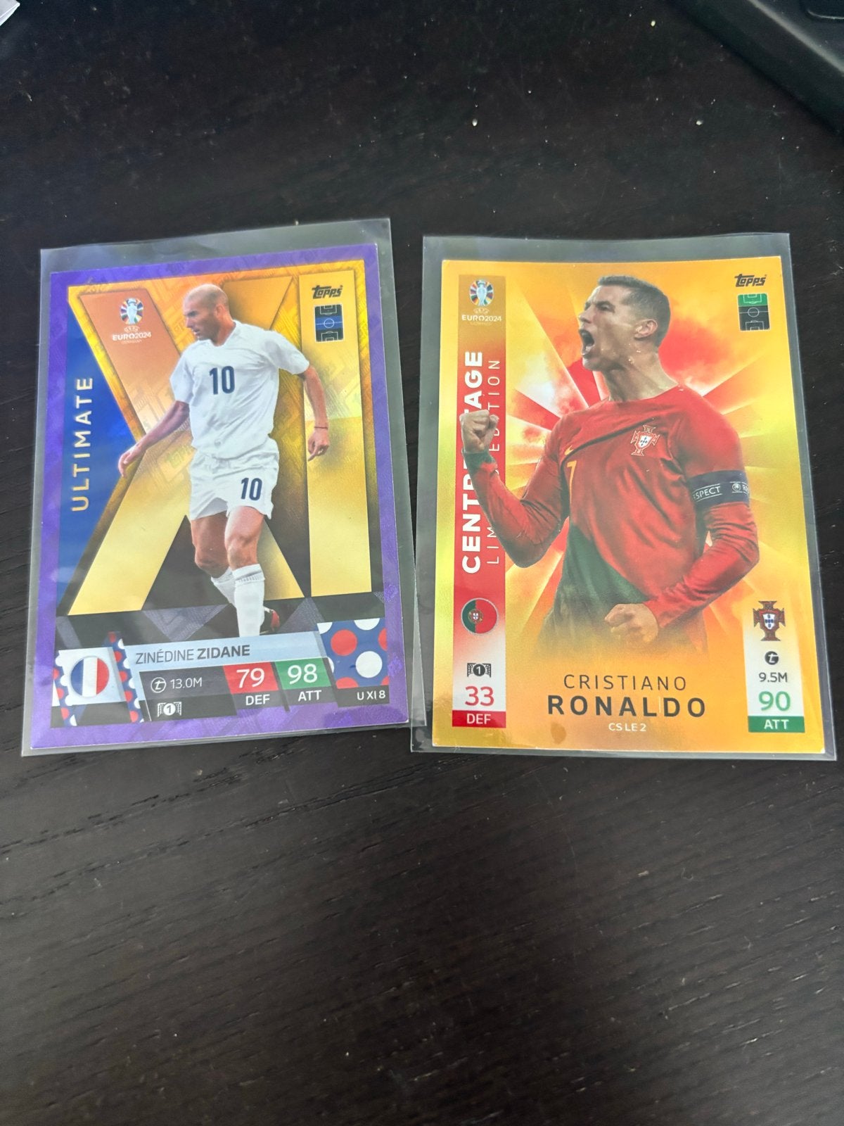Topps Match Attax UEFA Euro 2024 Ronaldo & Zidane kaarten, Ophalen of Verzenden, Zo goed als nieuw, Buitenlandse clubs, Spelerskaart