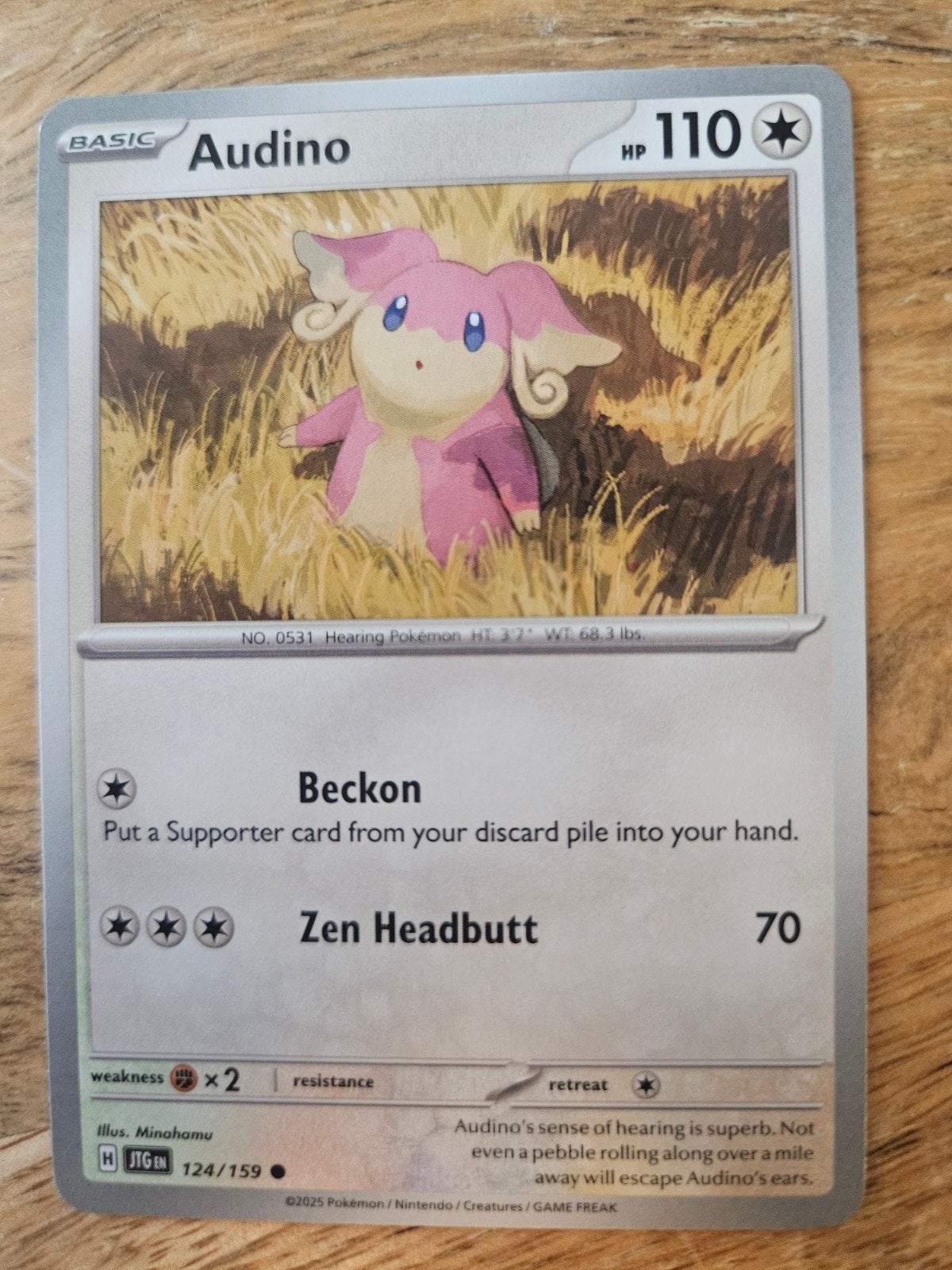 Pokémon Kaart Audino 124/159 Basic HP110, Ophalen of Verzenden, Zo goed als nieuw, Losse kaart