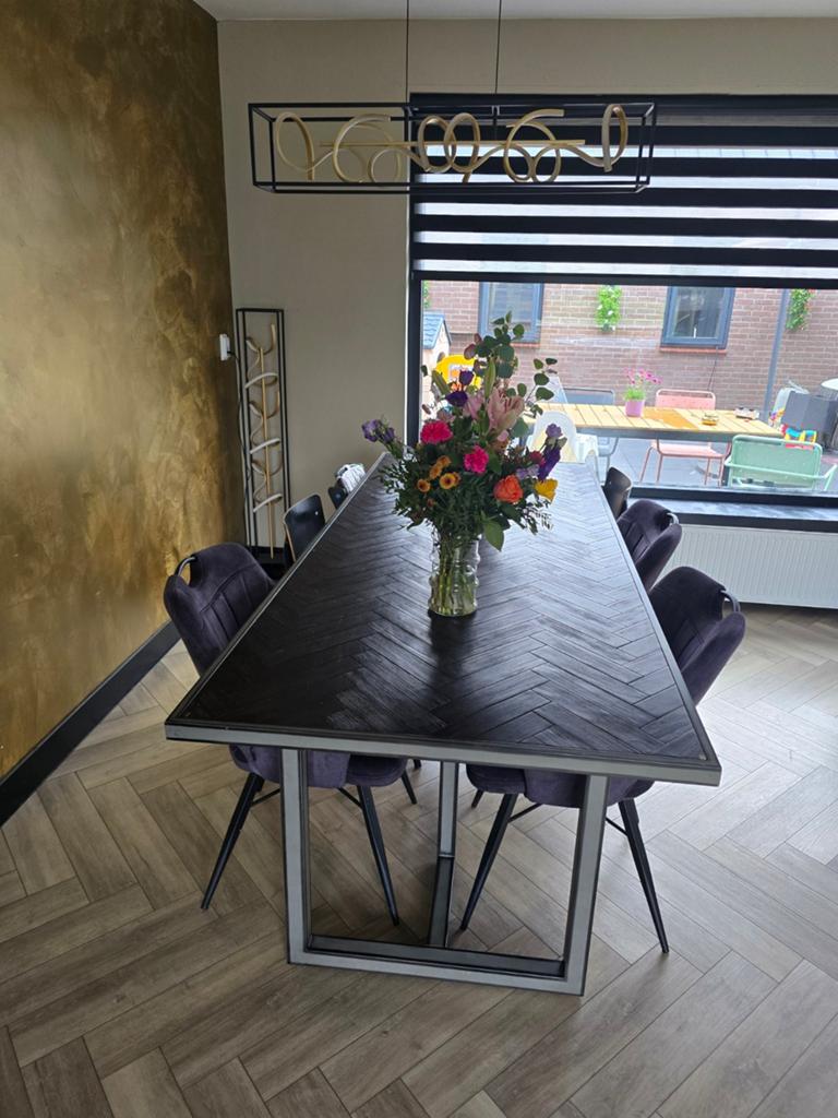 Eettafel te koop, 6 persoons 240x100x77 visgraat, Huis en Inrichting, Tafels | Eettafels, Ophalen, Gebruikt, 200 cm of meer, 50 tot 100 cm