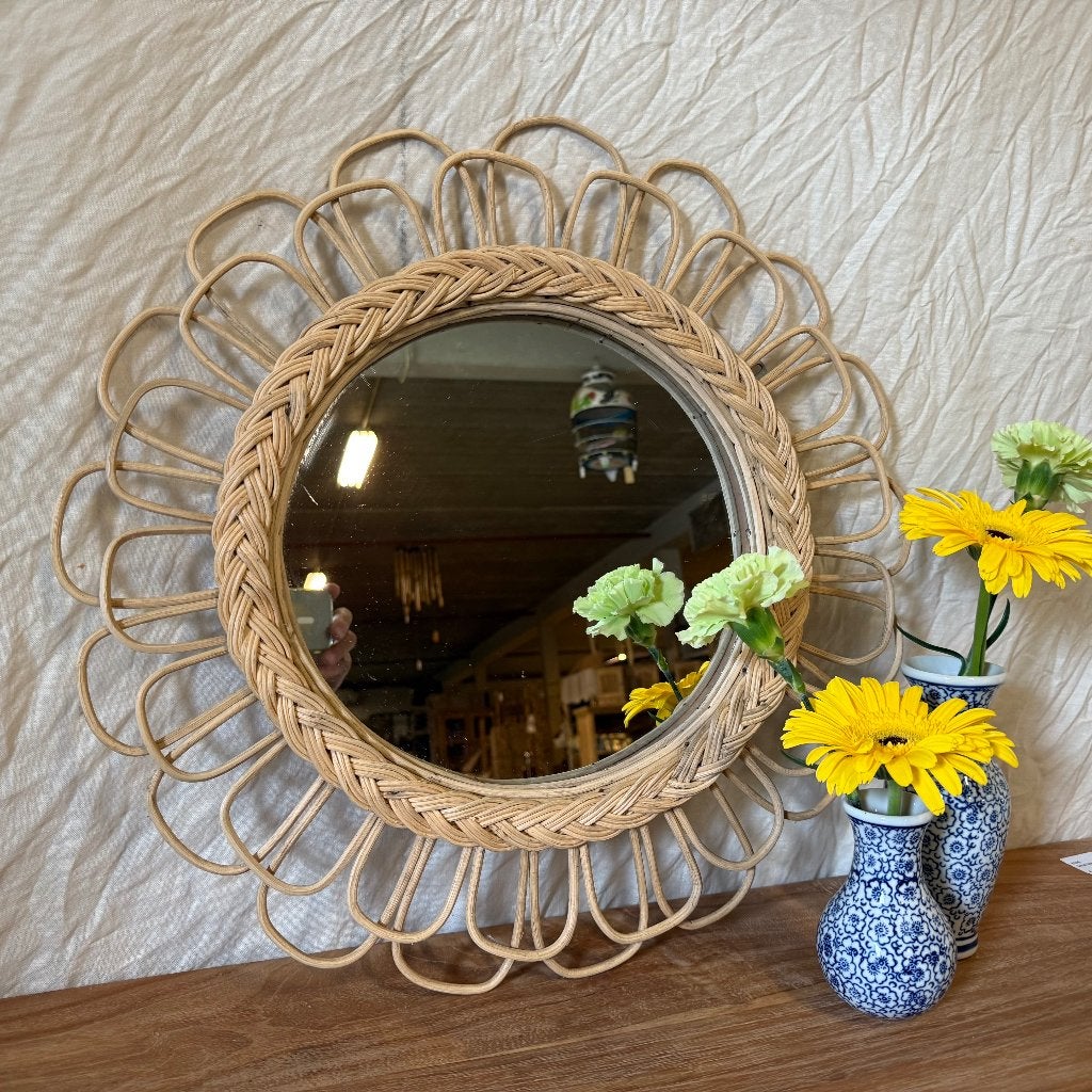 bamboe spiegel – 50 cm diameter - Gratis bezorgd, TTM Wonen, Meubels – (Perzische) Tapijten en Woonaccessoires, Taag 63, 2491 CS, Den Haag (Forepark)