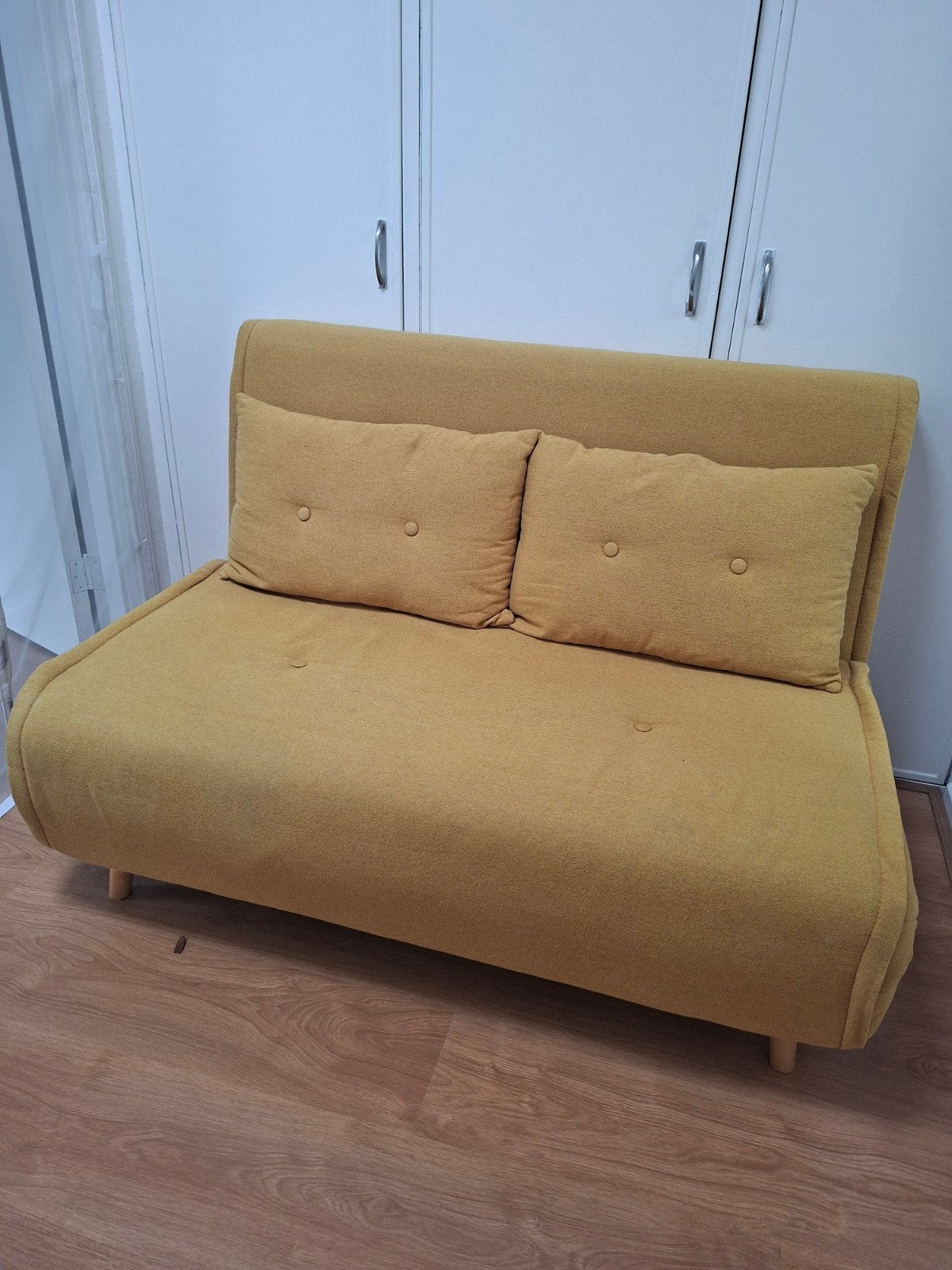 Compacte slaapbank - Geel, Ophalen, Gebruikt, Geel, Tweepersoons