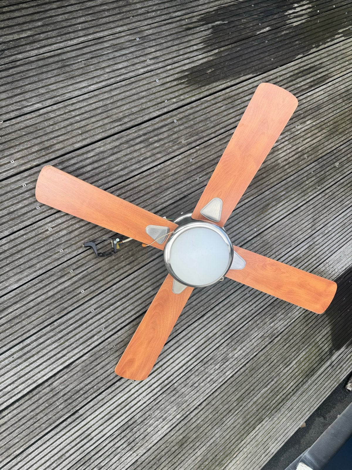 Plafondventilator met lamp - Hout en RVS, Ophalen, Overige merken, Gebruikt, Hout