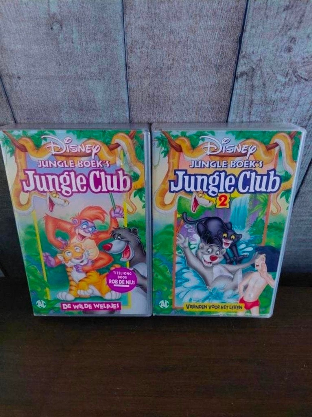 2 Disney Jungle Boek's Jungle Club 2 videobanden, Gebruikt, Tekenfilm, Alle leeftijden, Ophalen of Verzenden