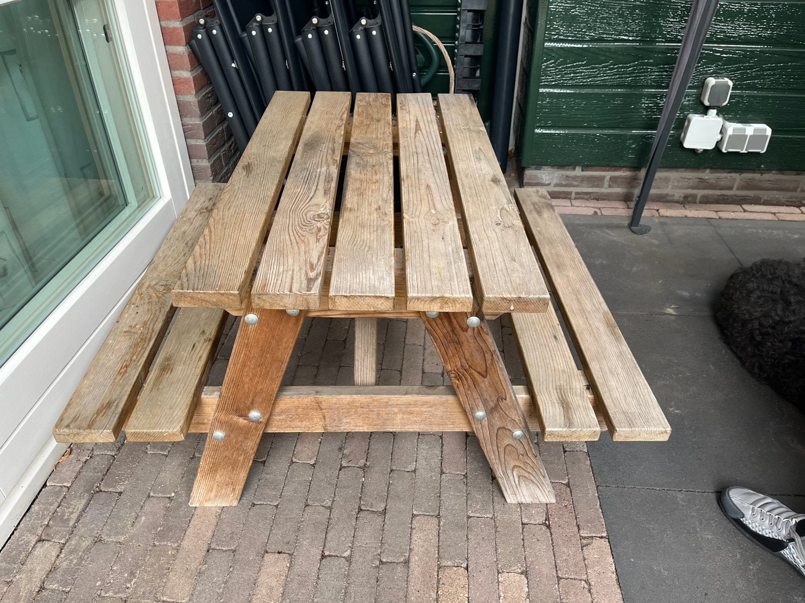 Licht houte picknick tafel, Tuin en Terras, Picknicktafels, Ophalen, Zo goed als nieuw, Rechthoekig, Hout