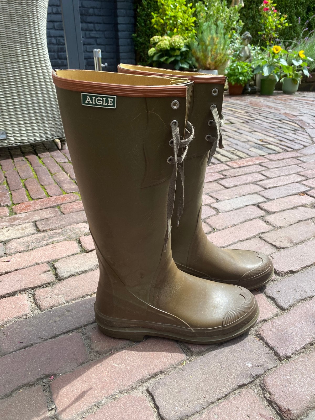 Aigle regenlaarzen groen, Ophalen, Zo goed als nieuw, Dames, Laarzen
