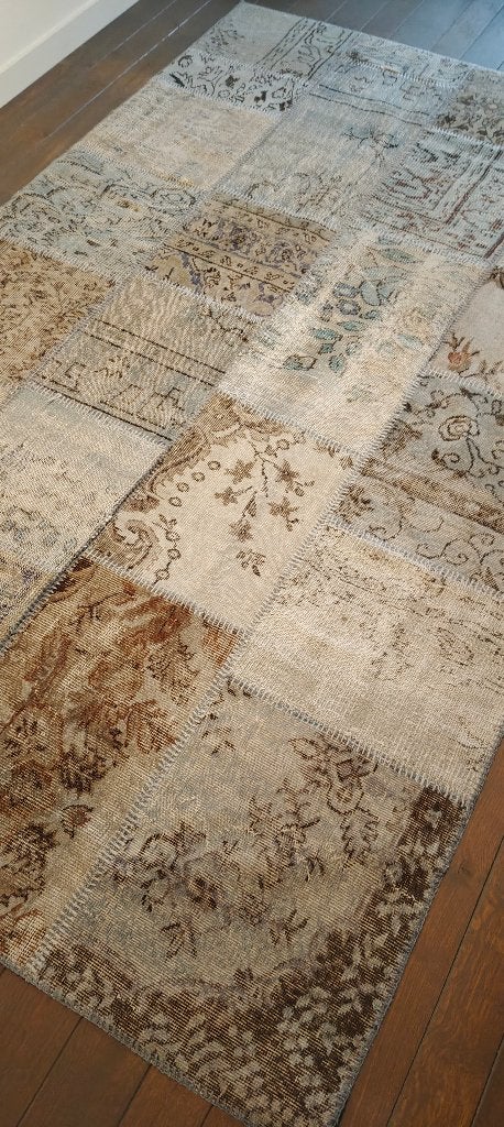 TE KOOP: PRACHTIGE, UNIEK VLOERKLEED 180x280 cm, Ophalen, Retro - patchwork - naturel, Gebruikt, 150 tot 200 cm