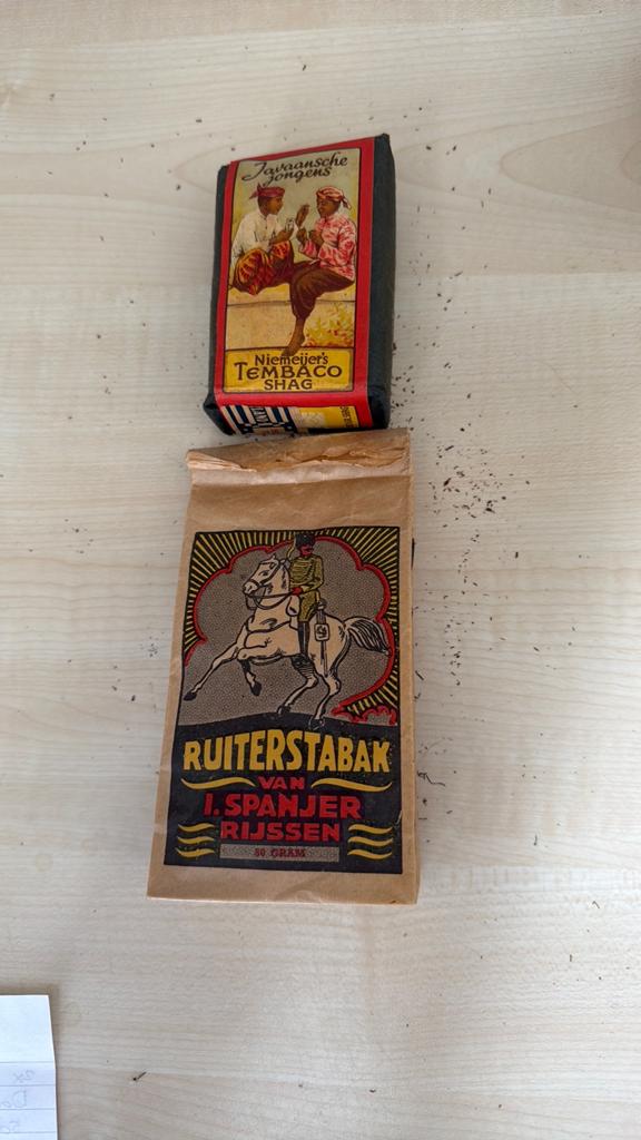 Vintage Tabaksverpakkingen: Javaansche Jongens & Ruiterstaba, Ophalen of Verzenden, Gebruikt, Tabaksdoos of Verpakking