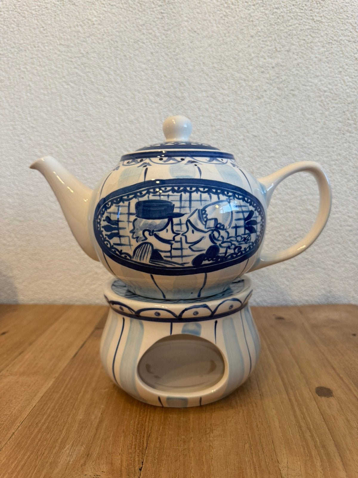 Blond Amsterdam | Theepot & Theelicht | Delfts blauw, Ophalen, Zo goed als nieuw, Aardewerk, Overige typen