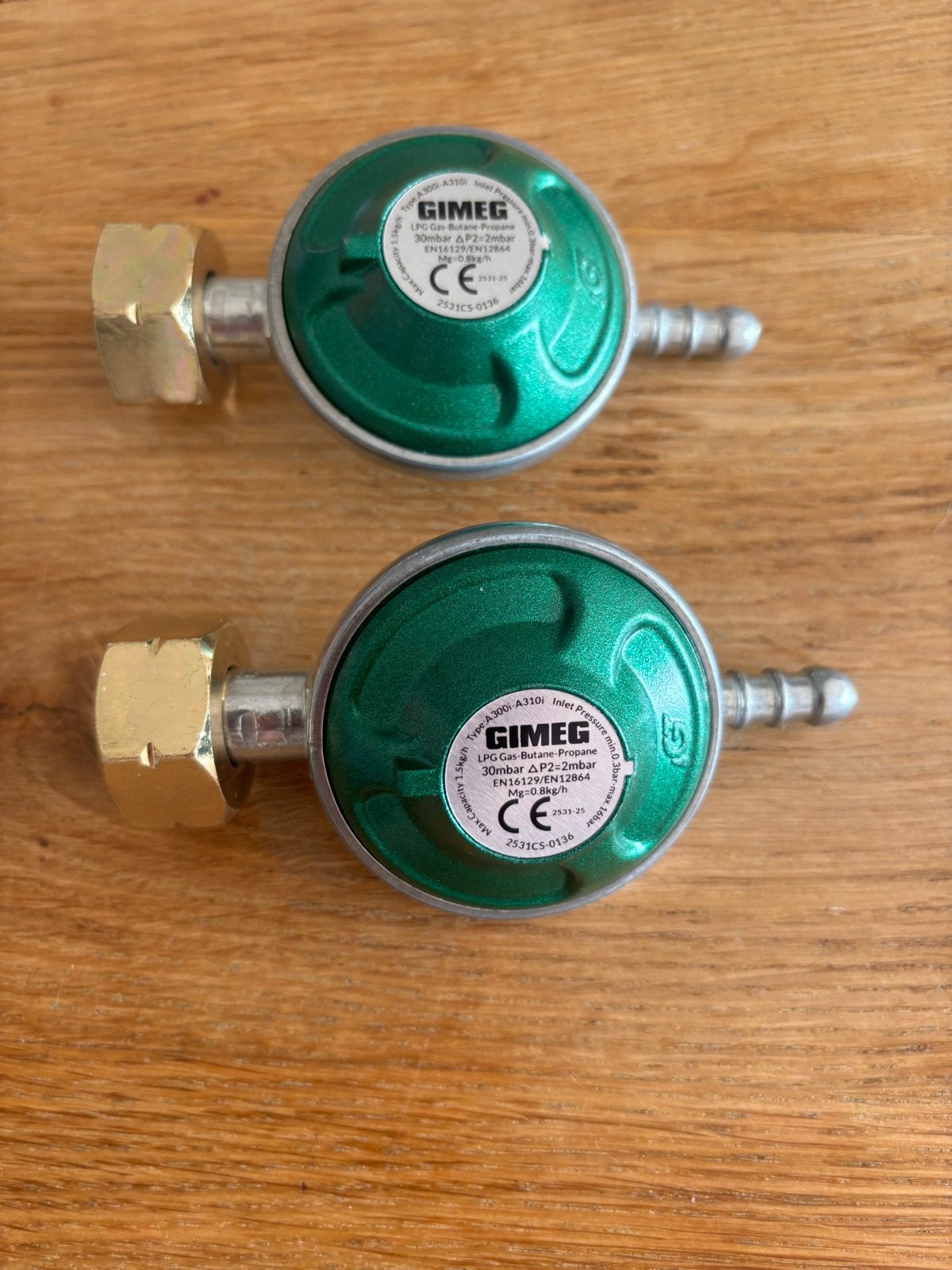 Gimeg LPG Gasdrukregelaar 30mbar (2 stuks), Ophalen of Verzenden, Gebruikt