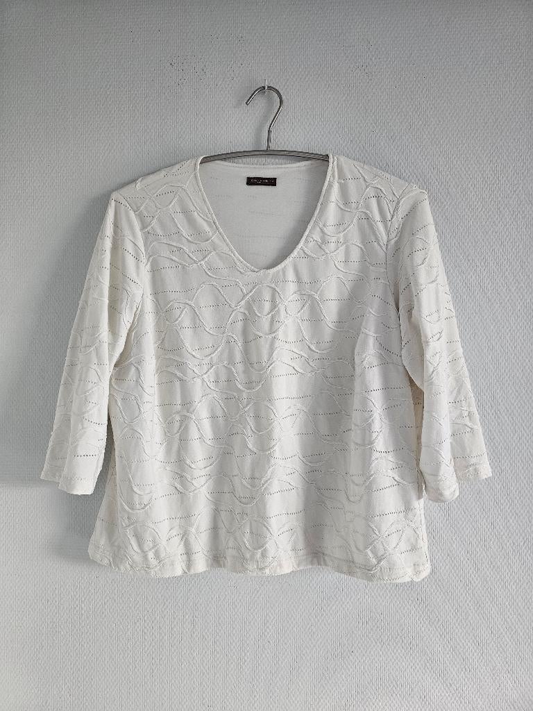wit shirtje met reliëf, Kleding | Dames, Wit, Maat 46/48 (XL) of groter, Ophalen of Verzenden, Lange mouw