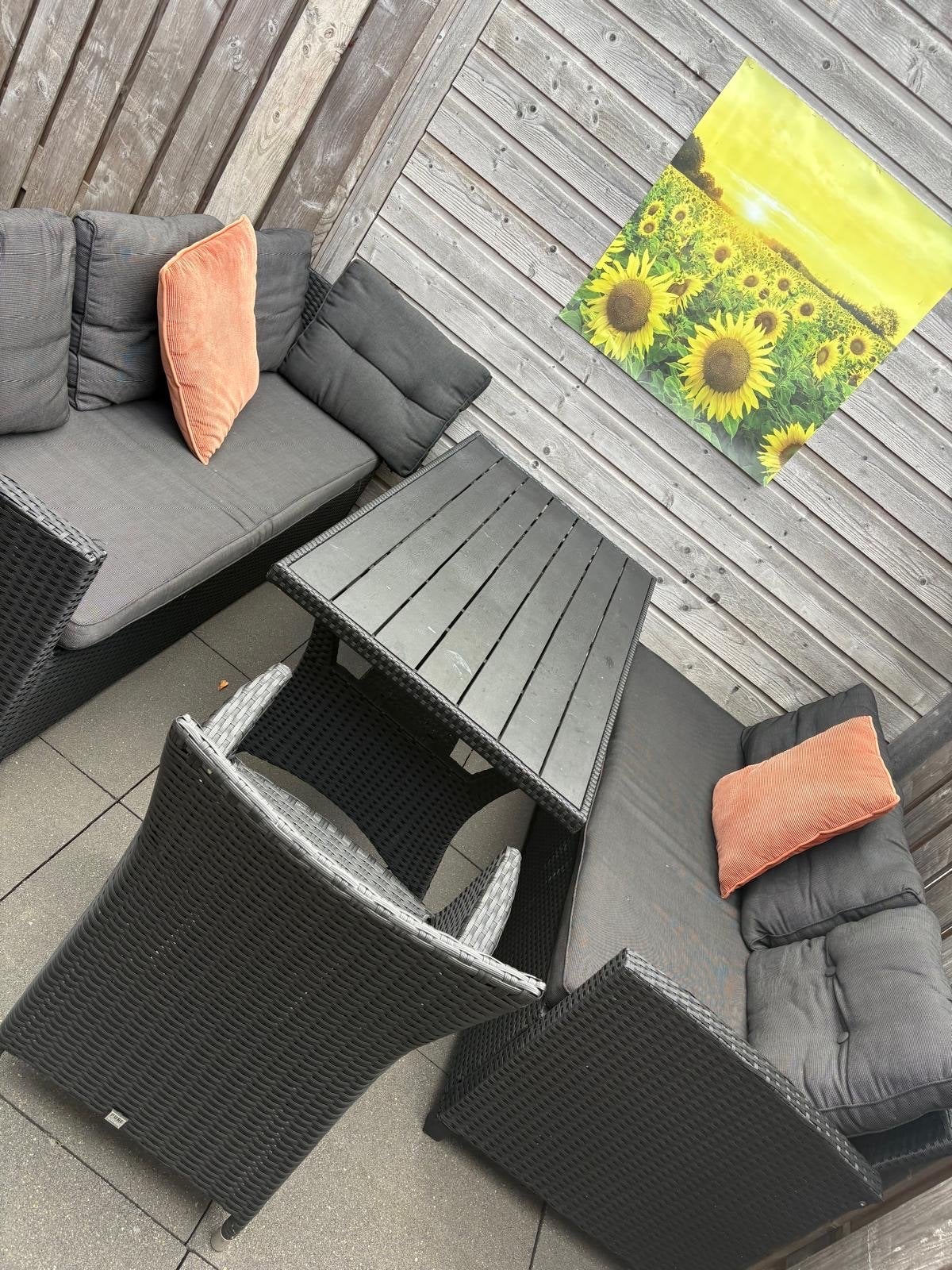 Wicker loungeset Jutlandia ,met tafel L vormige, Ophalen, Gebruikt, 6 zitplaatsen, Loungeset