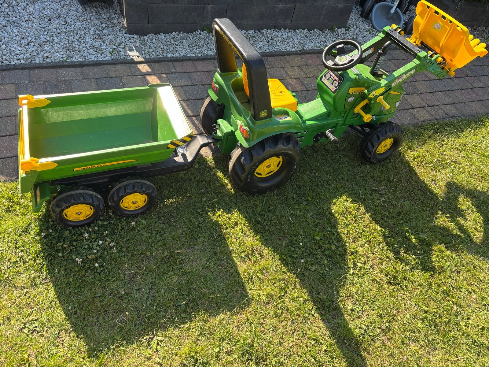John Deere Speelgoed Trekker met Voorlader en Kar, Ophalen, Zo goed als nieuw
