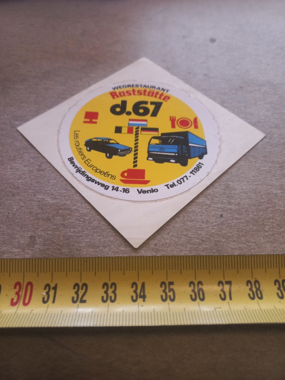 Vintage Raststätte d.67 Venlo sticker, Verzamelen, Ophalen of Verzenden, Gebruikt