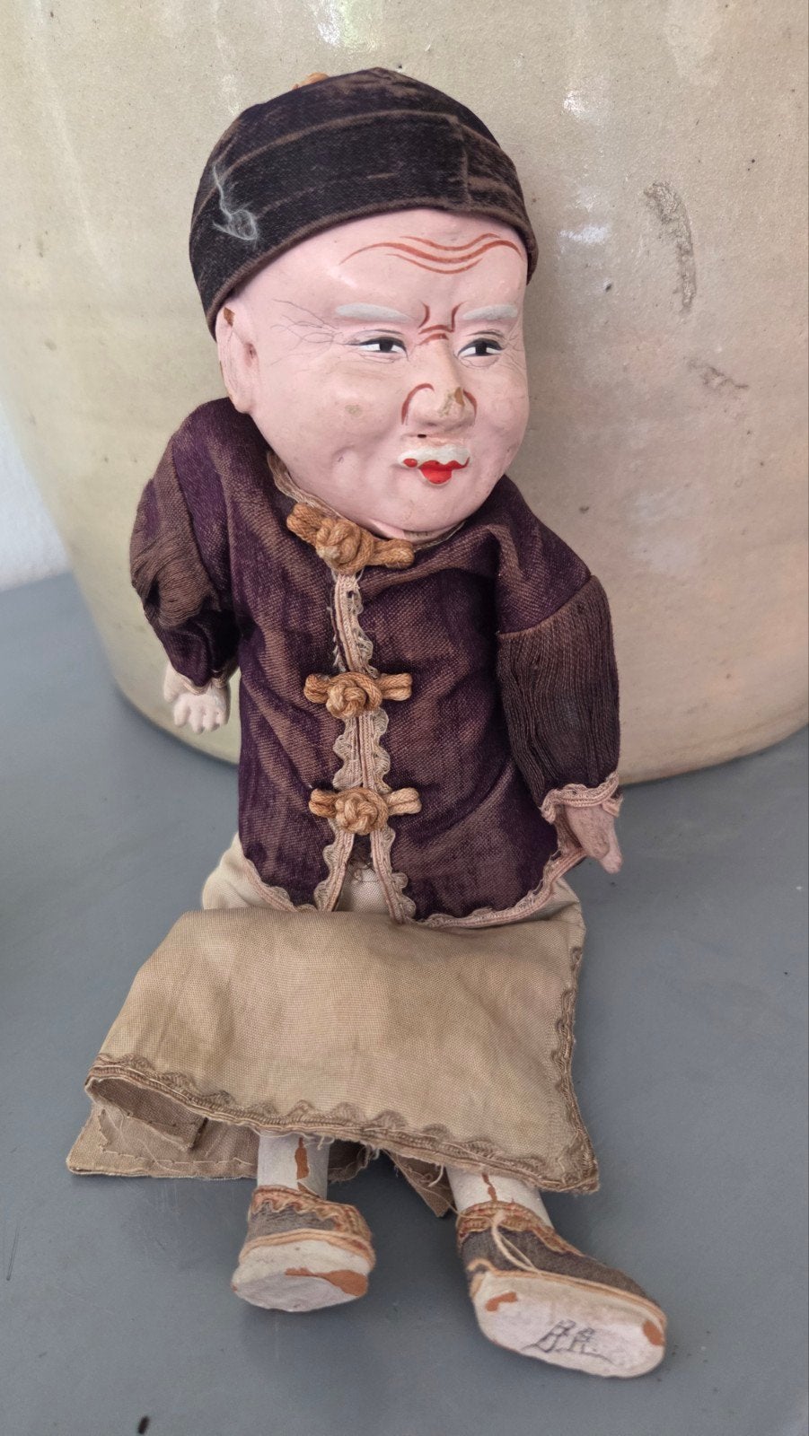 Antiek Chinees popje met originele zijden kleding, Ophalen of Verzenden