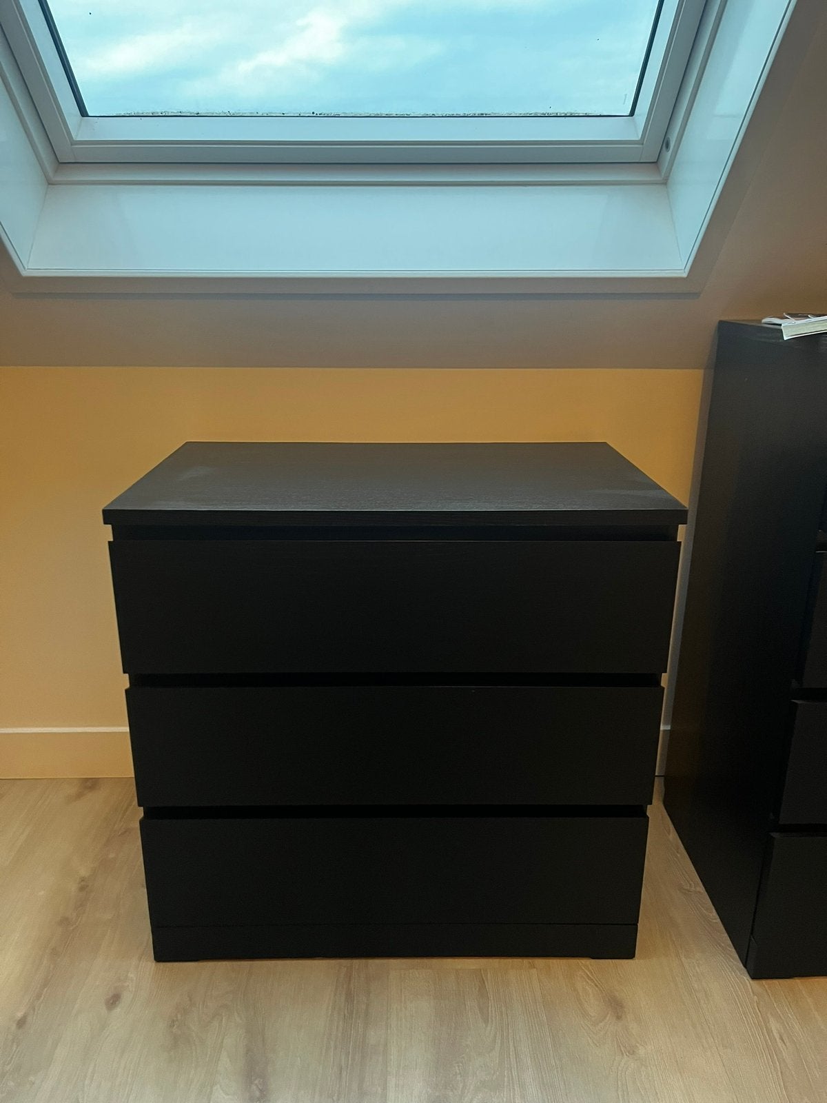 IKEA MALM – ladekast 3 lades zwartbruin 80 cm, Ophalen, Gebruikt, 50 tot 100 cm, 3 of 4 laden
