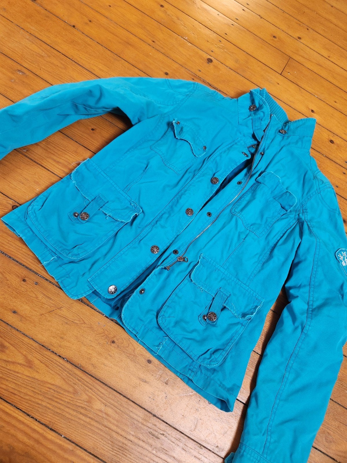 Miss Bliss Fashion turquoise utility jack maat kleine L, Miss Bliss Fashion, Ophalen of Verzenden, Gedragen, Overige kleuren