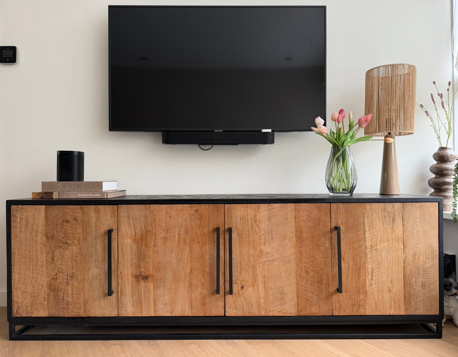 Stoer mangohouten tv-meubel / dressoir, Ophalen of Verzenden, Zo goed als nieuw, 25 tot 50 cm, 150 tot 200 cm