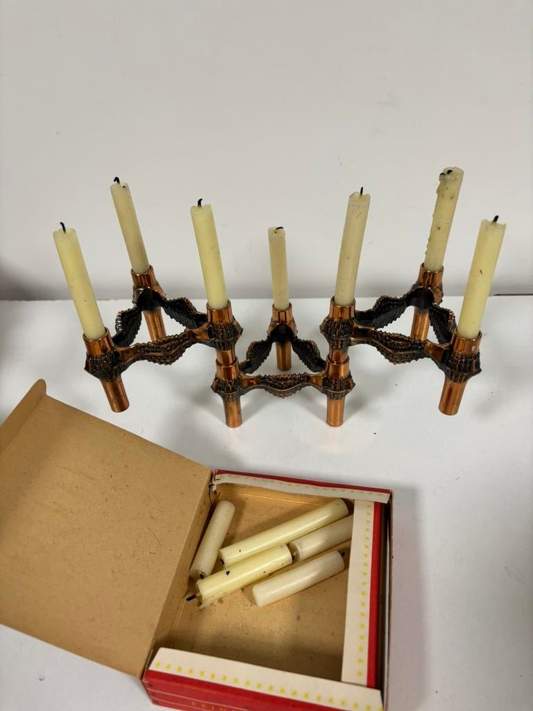 Vintage set Quist kandelaars Fritz Nagel brutalist koper, Ophalen of Verzenden, Zo goed als nieuw