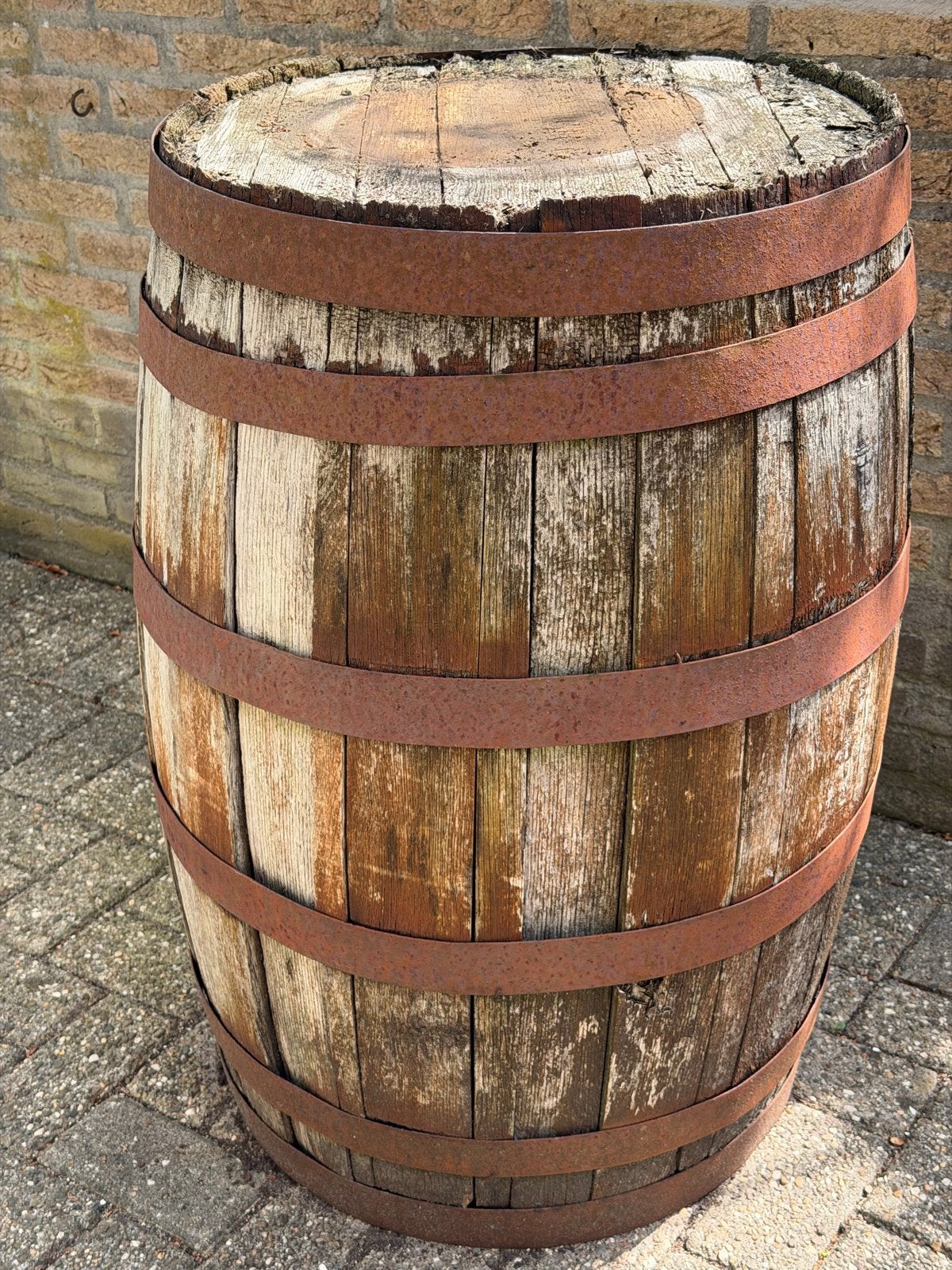 Oude houten regenton / wijnvat 88cm hoog - DIY project, Tuin en Terras, Regentonnen, 150 liter of meer, Ophalen, Gebruikt, Hout