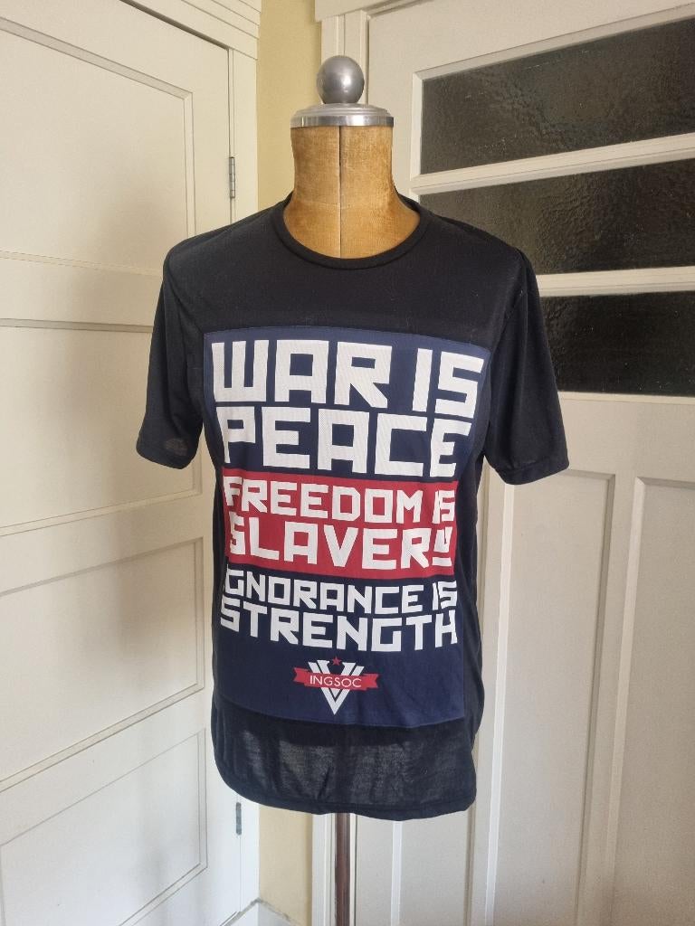 T-shirt "War is peace" (Orwell 1984) Ingsoc, Ophalen, Maat 52/54 (L), Zwart, Nieuw