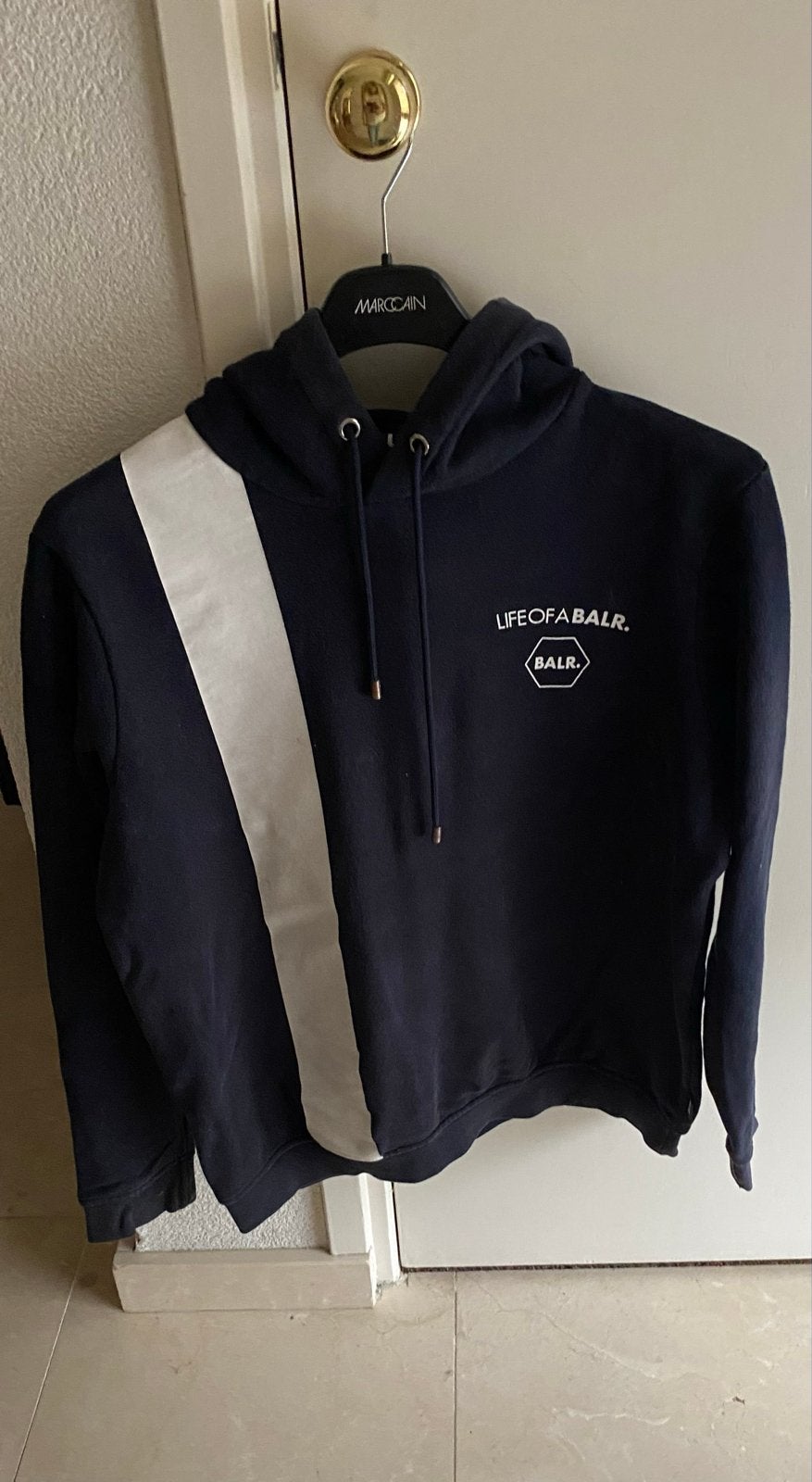 BALR. hoodie - Donkerblauw met witte streep - Maat S, Ophalen of Verzenden, Zo goed als nieuw, Maat 48/50 (M), Blauw