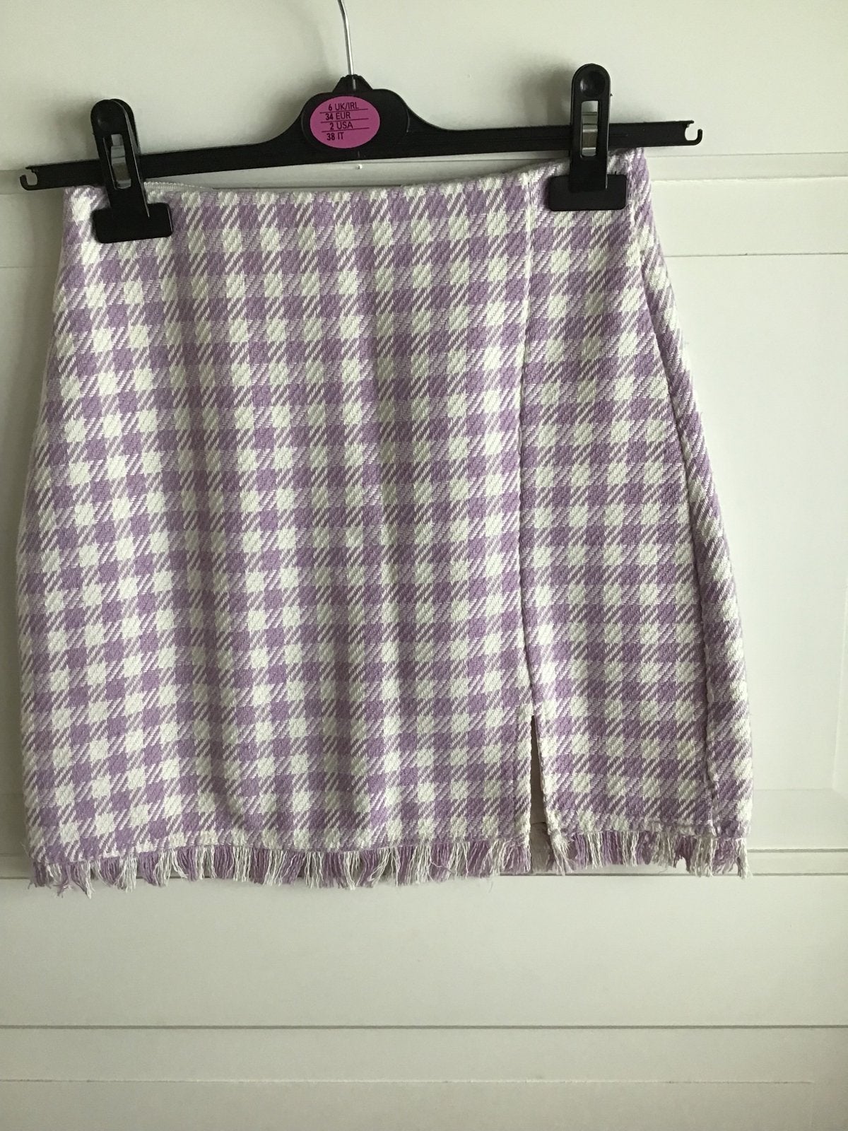 Lila geruite mini-rok met split Stradivarius maat 34, Paars, Ophalen of Verzenden, Zo goed als nieuw, Maat 34 (XS) of kleiner
