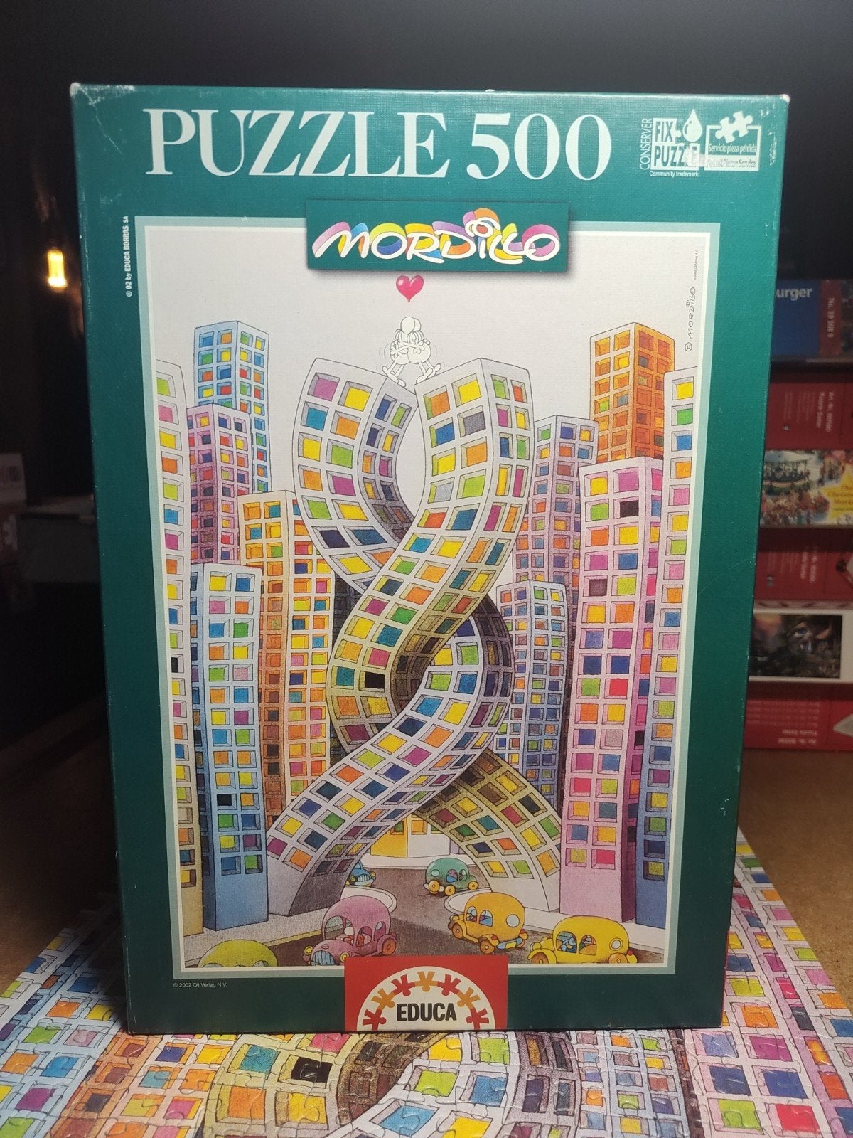 Educa Mordillo puzzel 500 stukjes Love City, Ophalen of Verzenden, 500 t/m 1500 stukjes, Zo goed als nieuw, Legpuzzel