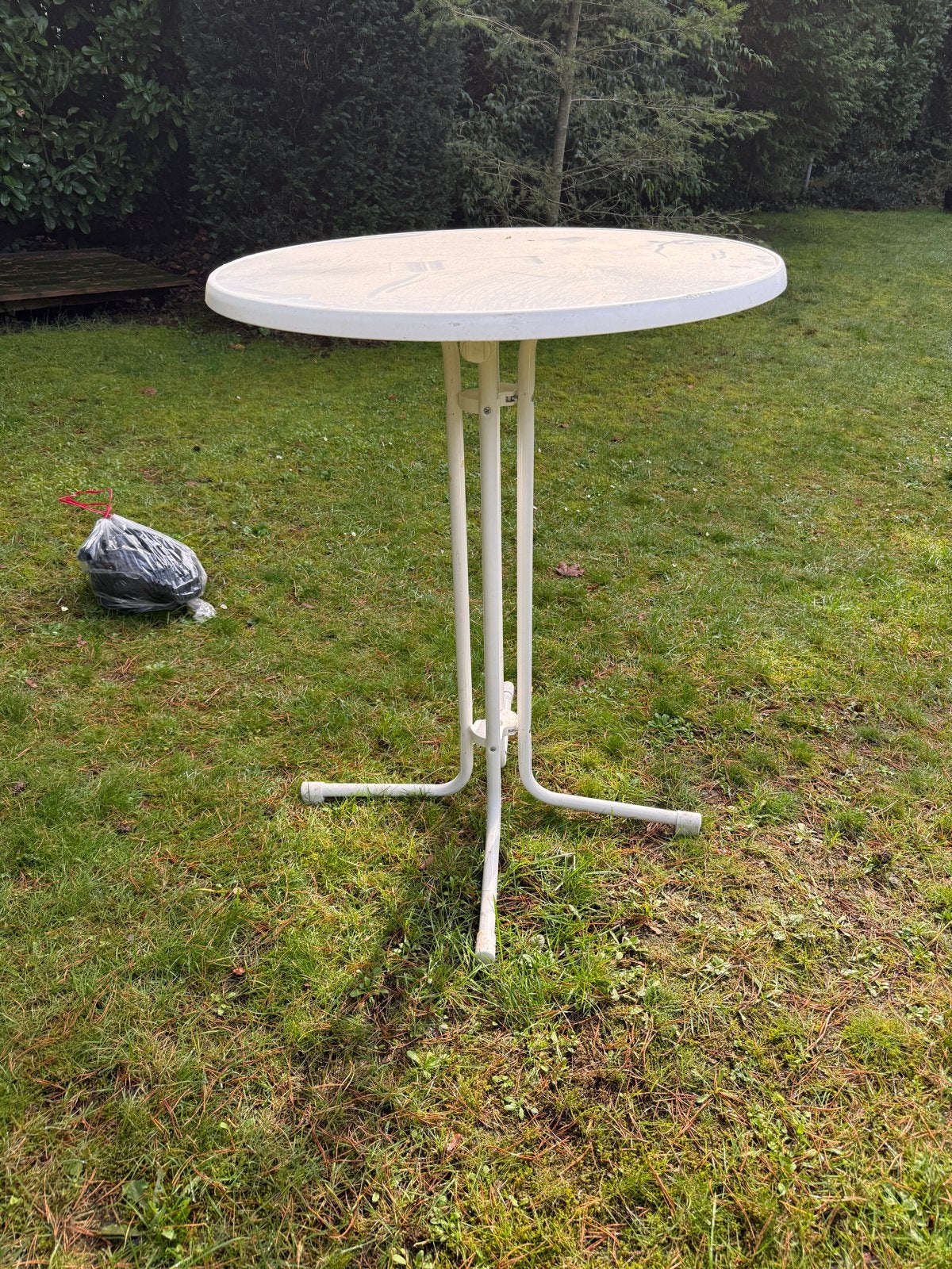 Statafel rond Ø 85 cm incl. zwarte hoes, Ophalen, Gebruikt