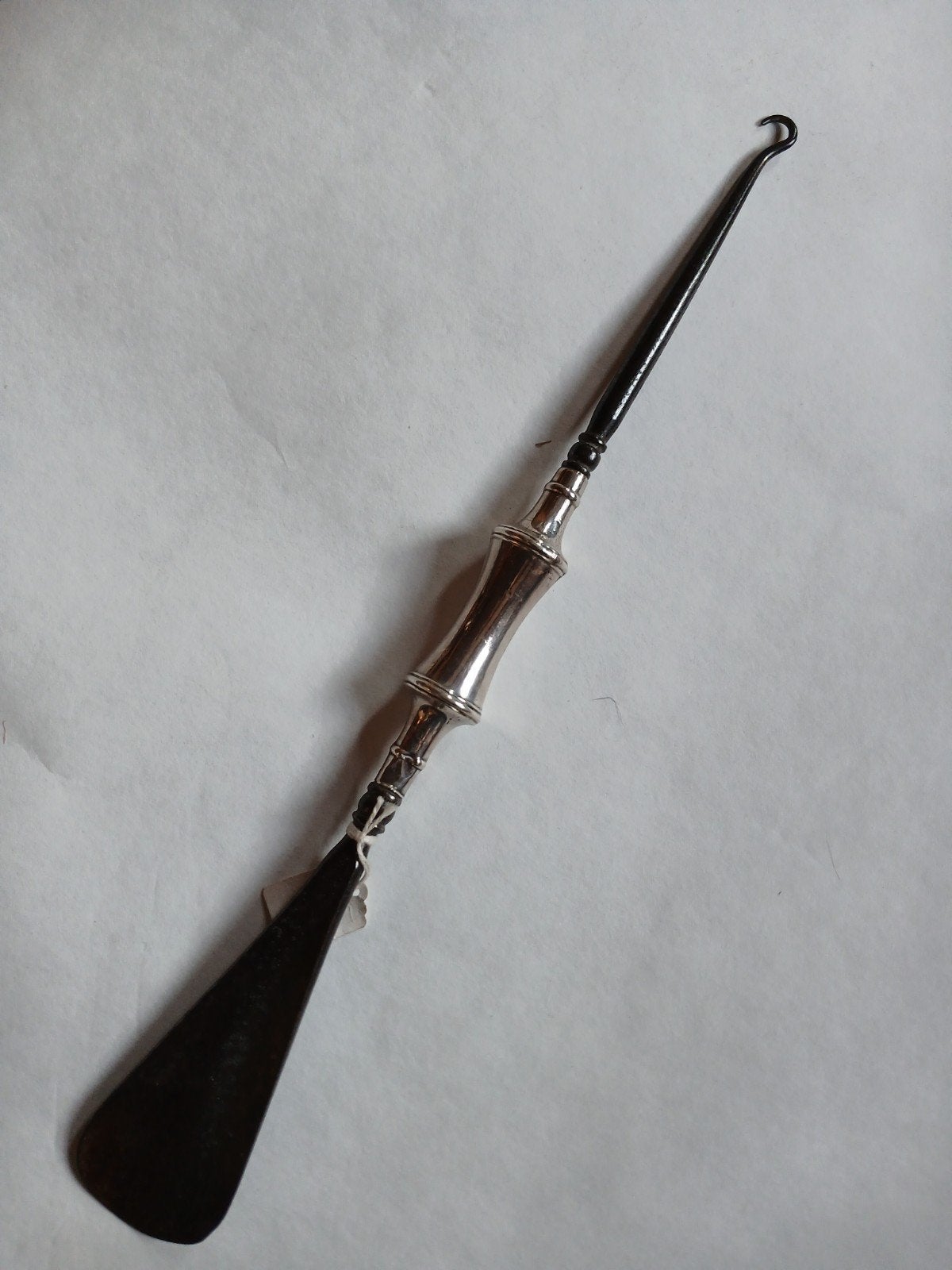 antiek oud zilver schoenlepel en veterhaak corsethaak engels, Antiek en Kunst, Ophalen, Zilver