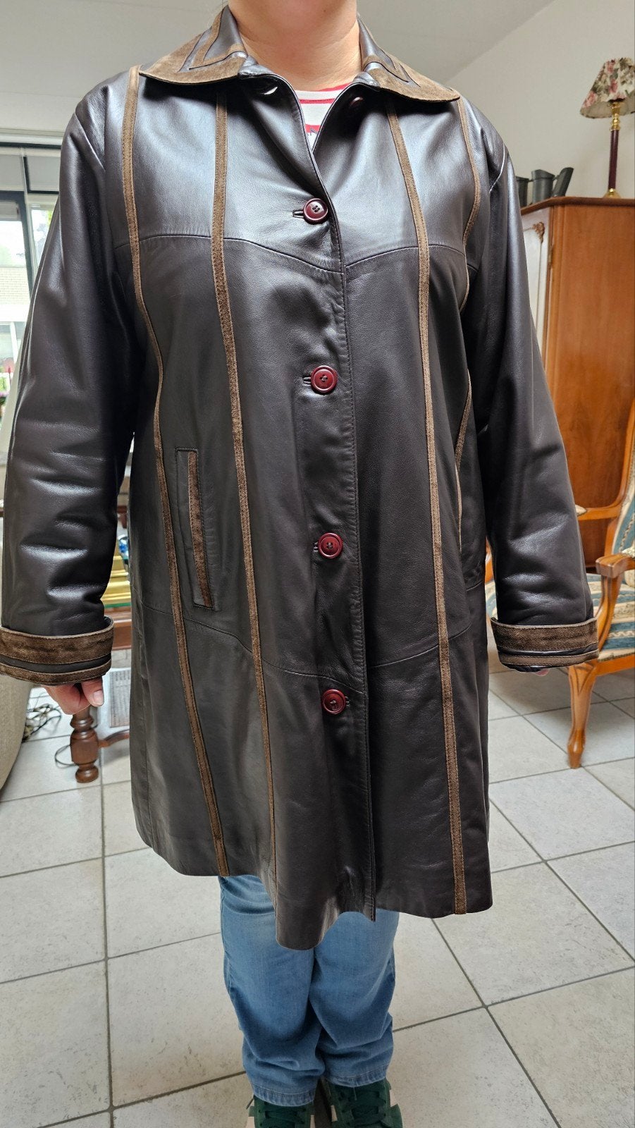 Mooie leren damesjas - 1st Class Leather Fashion, Maat 38/40 (M), Bruin, Ophalen of Verzenden, Zo goed als nieuw