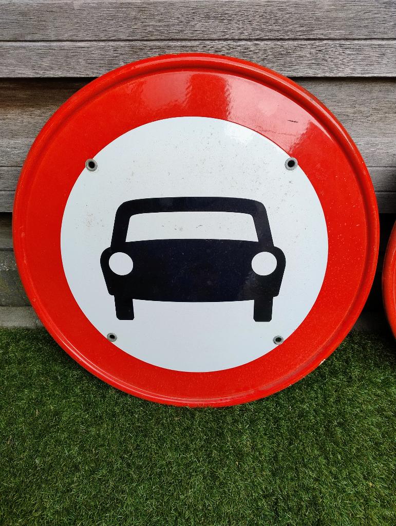 oud verkeersbord verboden in te rijden 60 cm in diameter, Ophalen, Gebruikt, Overige typen
